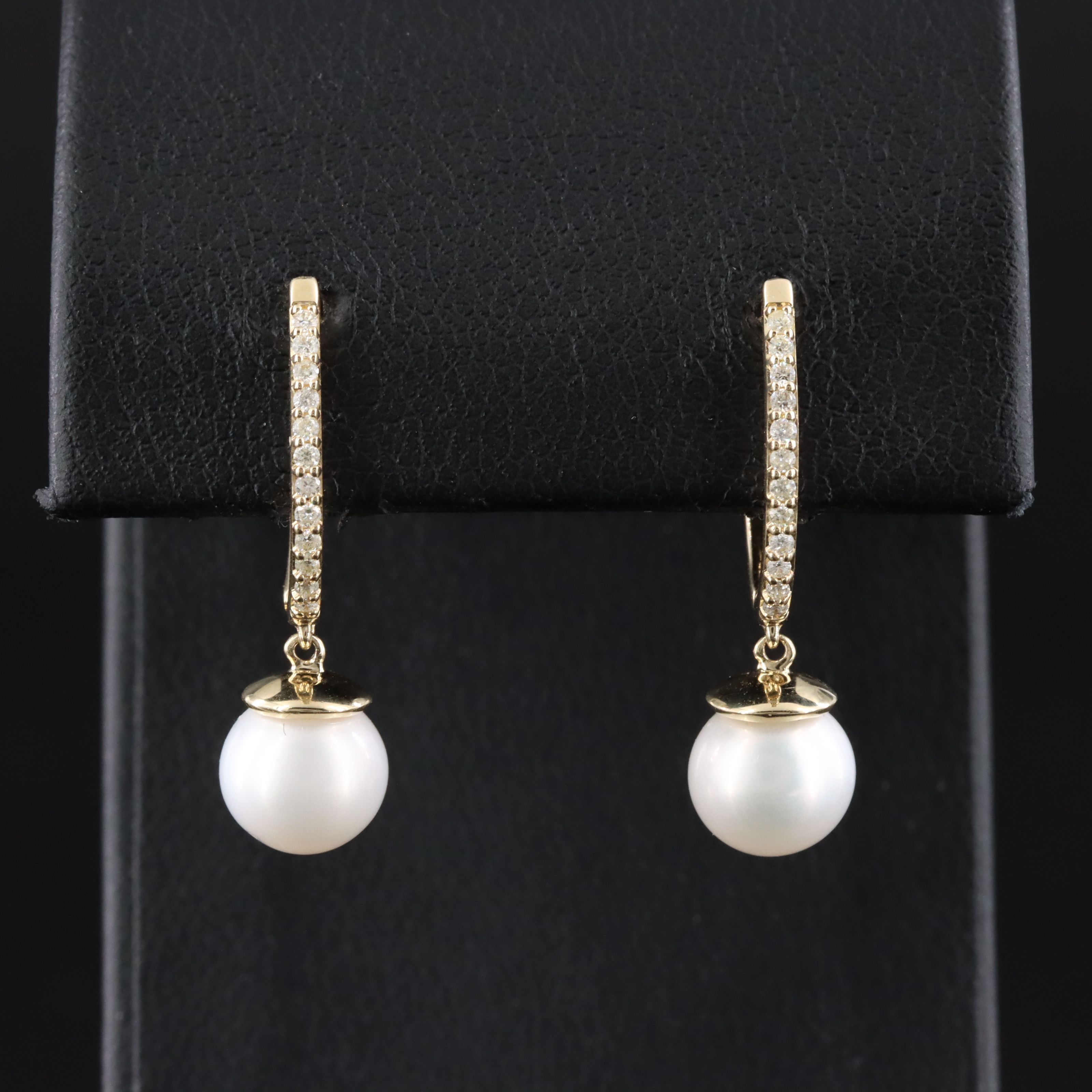 14K Pearl and Diamond Drop Earring