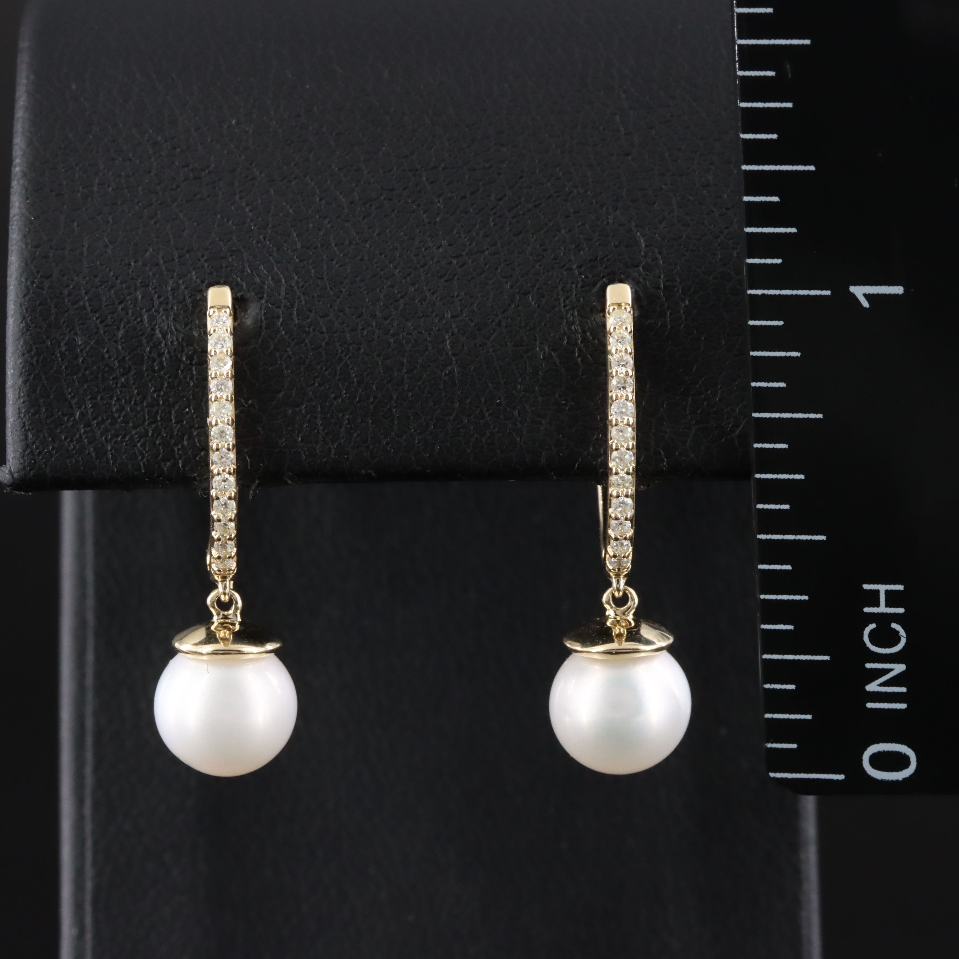 14K Pearl and Diamond Drop Earring