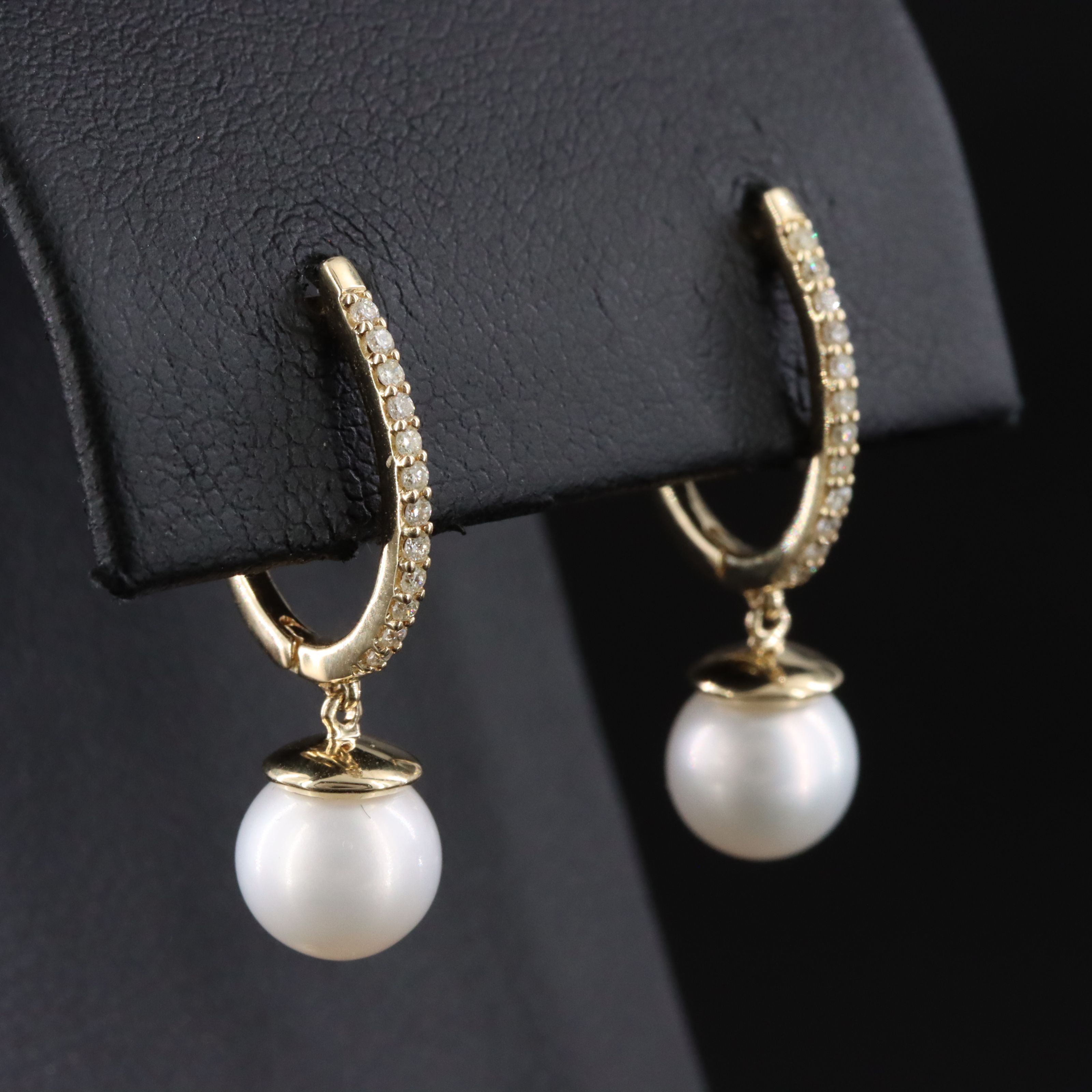 14K Pearl and Diamond Drop Earring