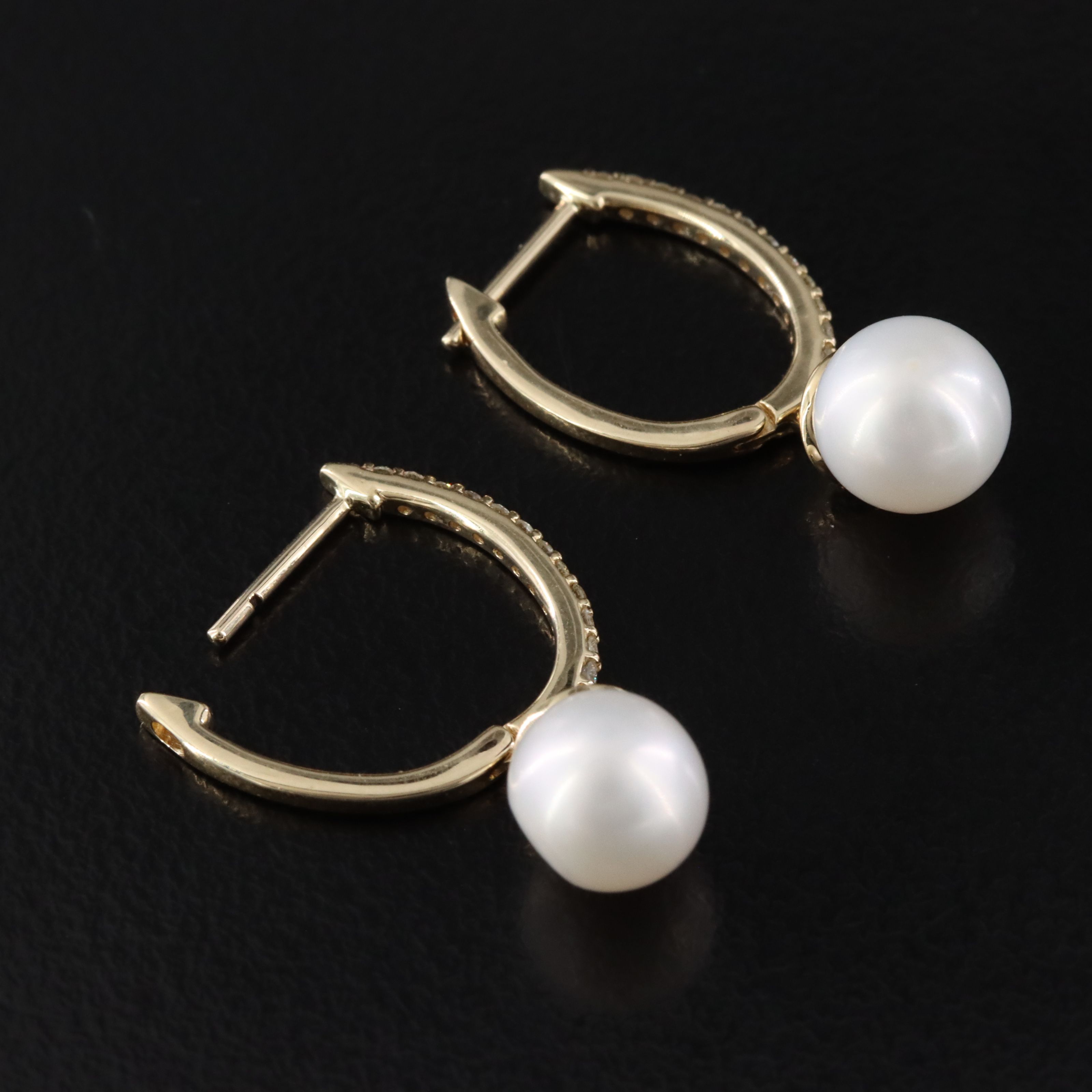 14K Pearl and Diamond Drop Earring