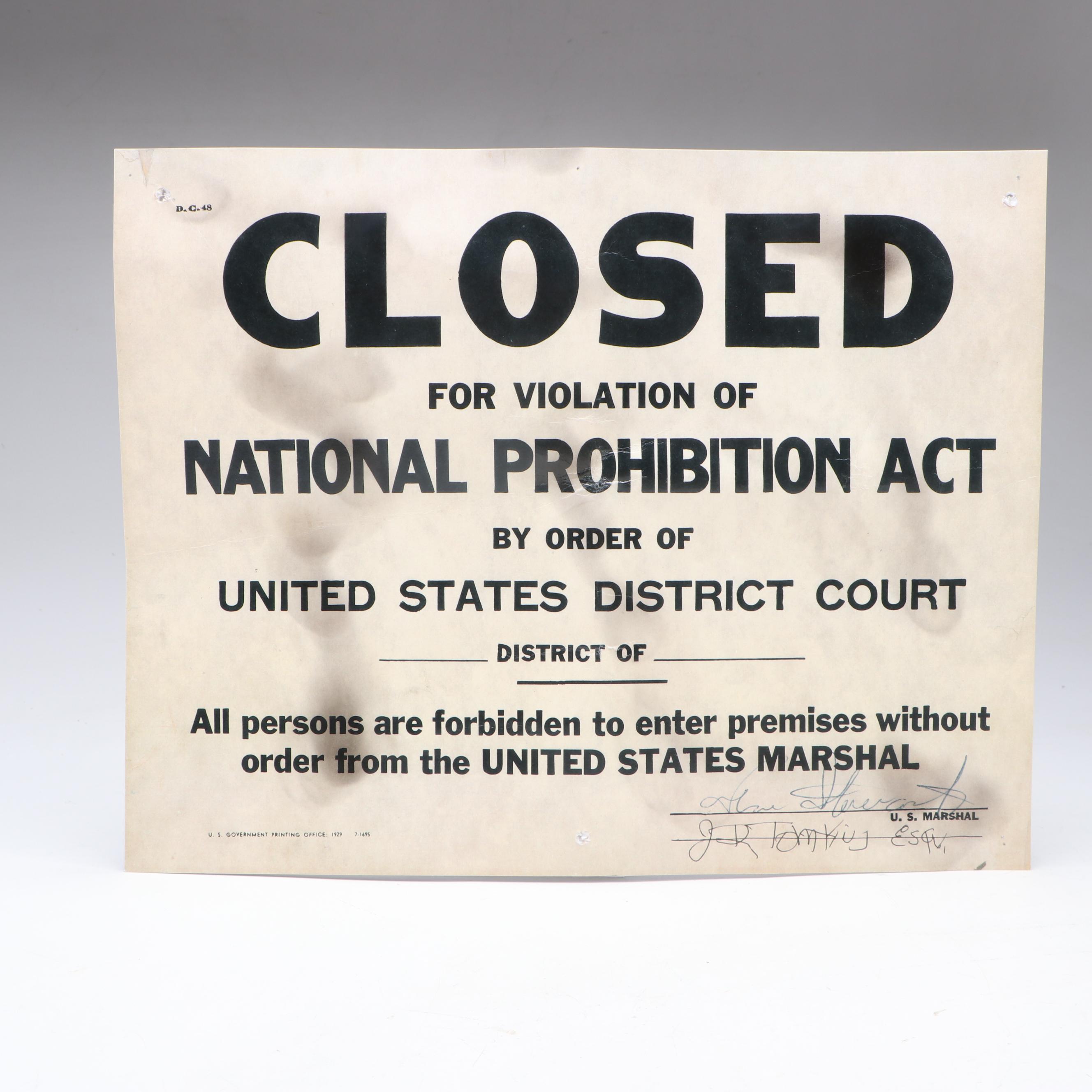 Prohibition Style Whisky Prescription Form with Reproduction Sign