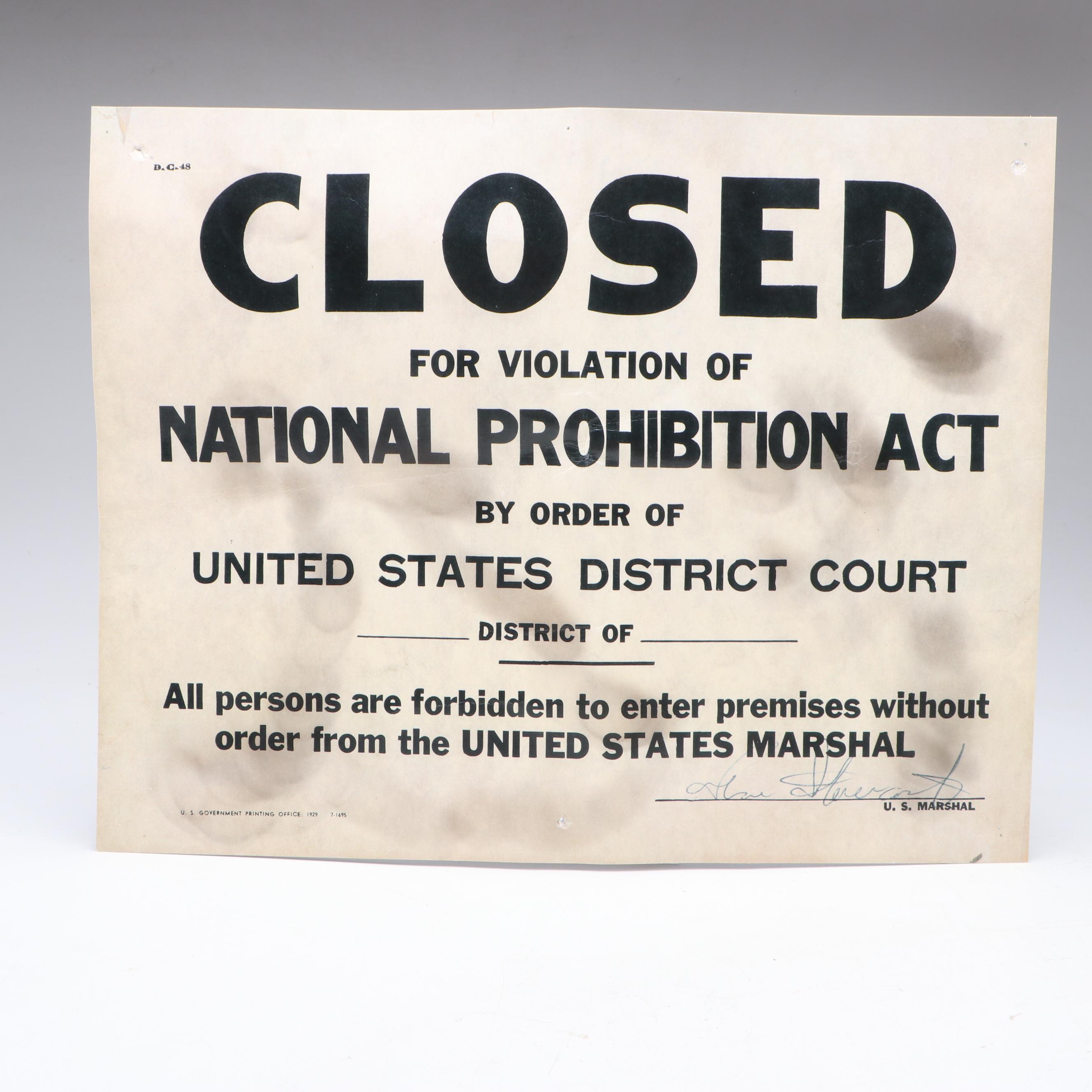 Prohibition Style Whisky Prescription Form with Reproduction Sign