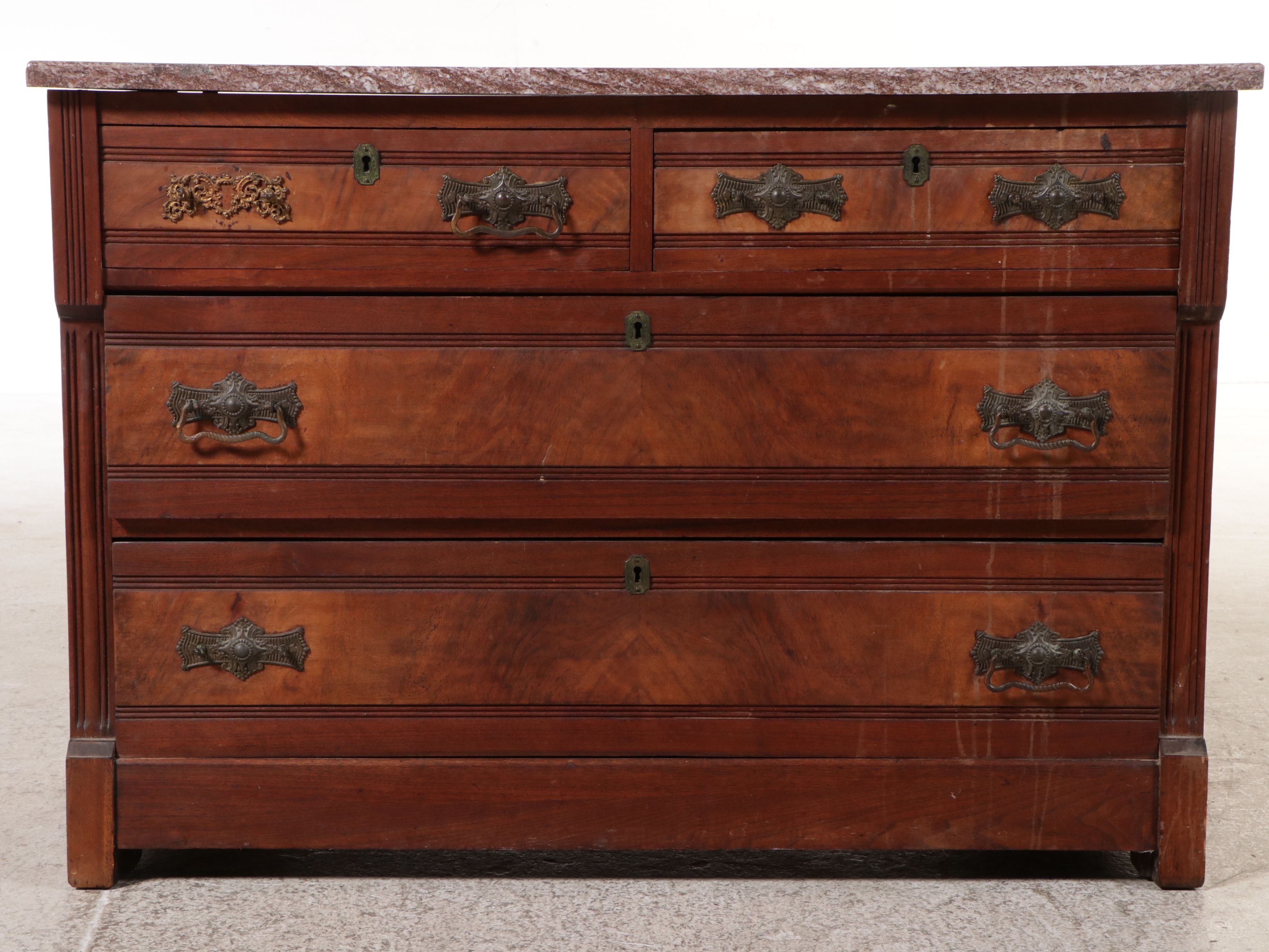 Eastlake Walnut Dresser with Marble Top