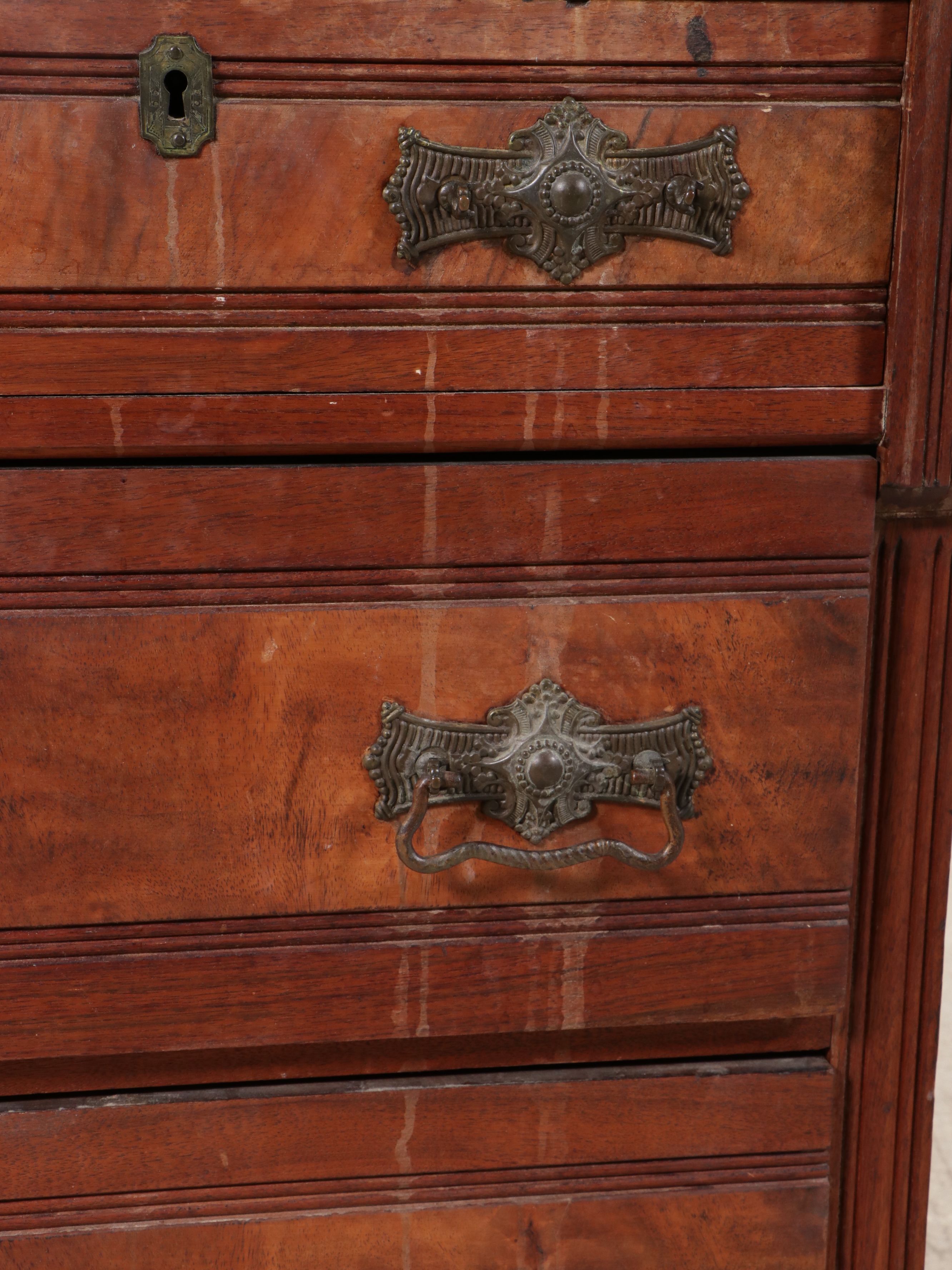 Eastlake Walnut Dresser with Marble Top