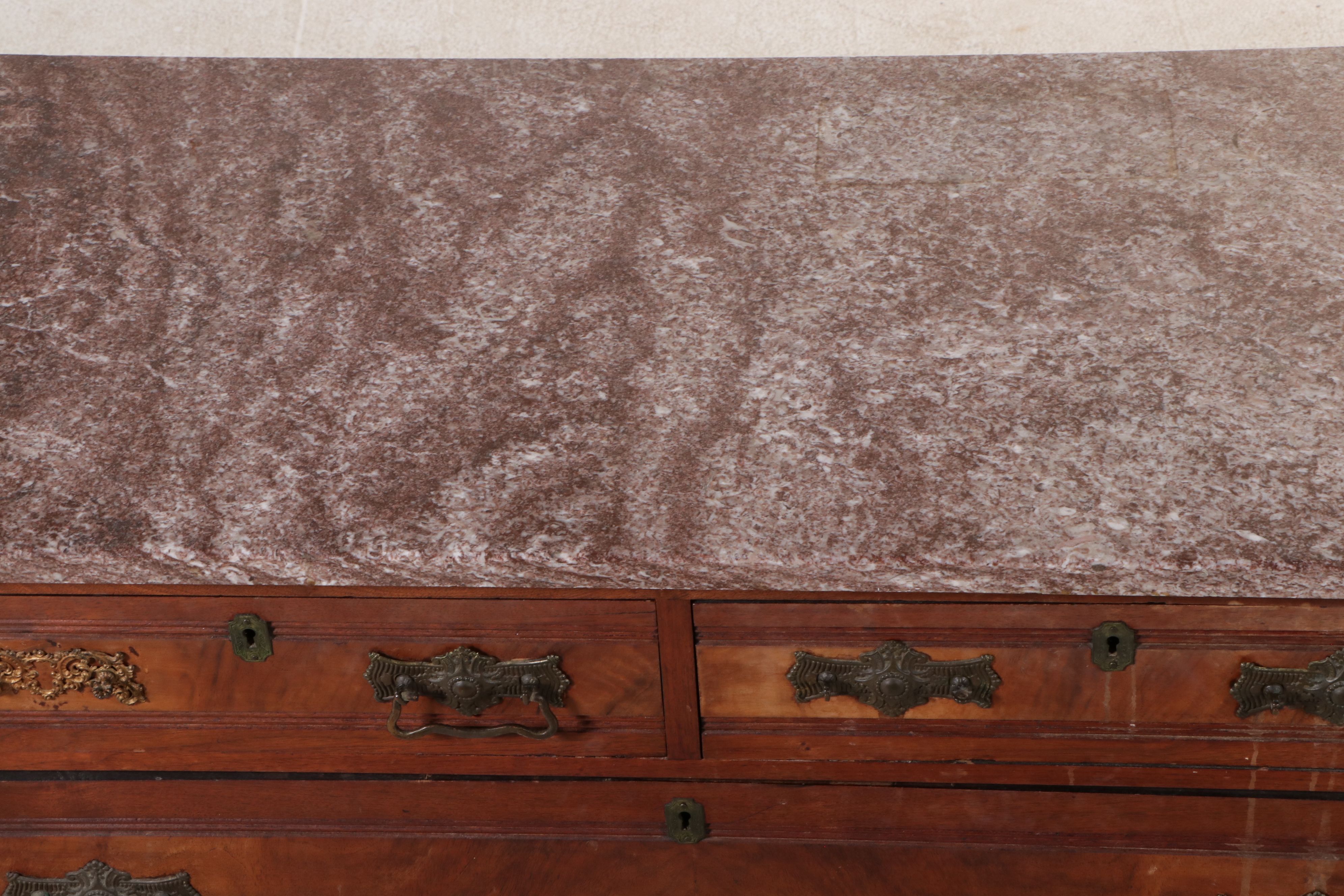 Eastlake Walnut Dresser with Marble Top