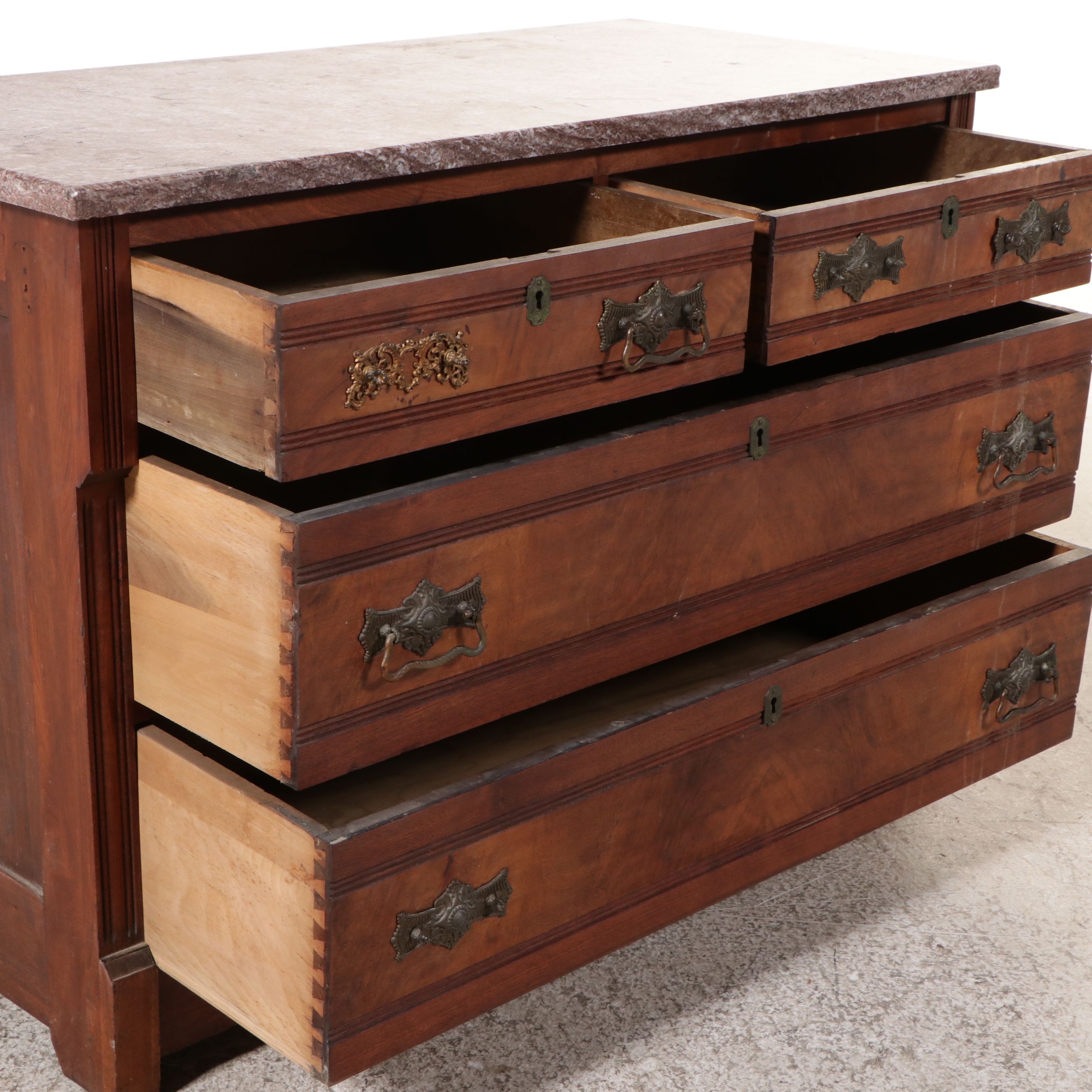 Eastlake Walnut Dresser with Marble Top