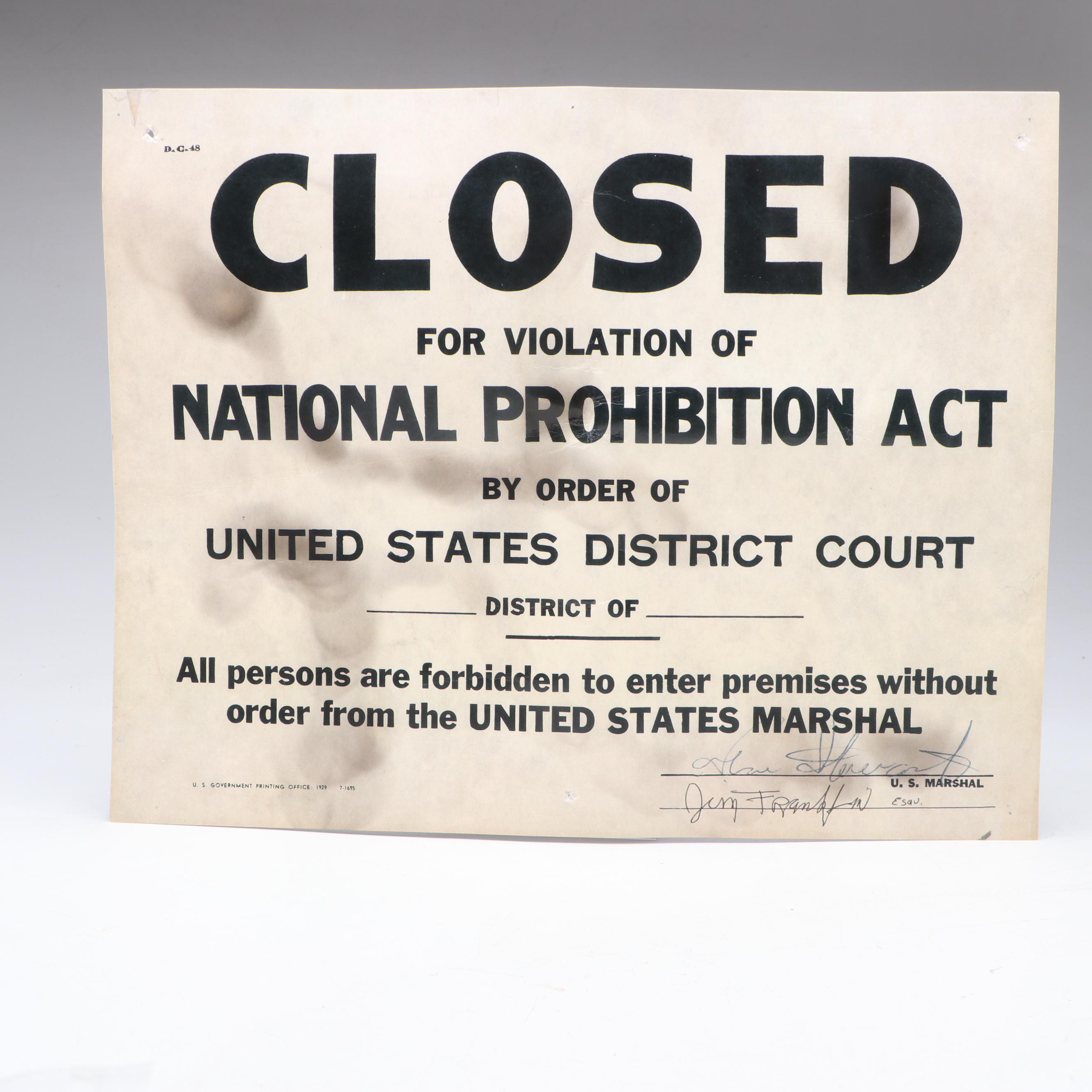 Prohibition Style Whisky Prescription Form with Reproduction Sign