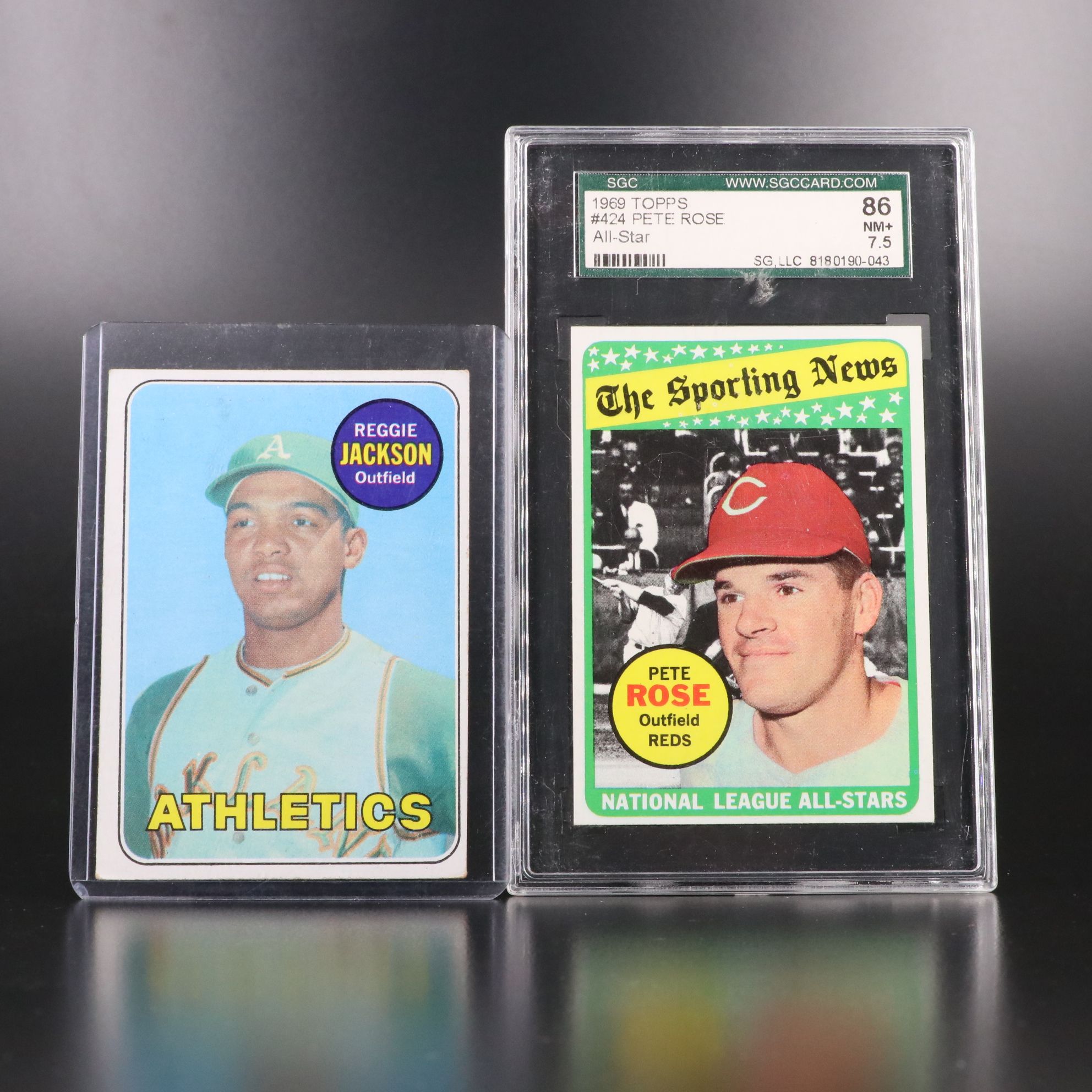 1969 Topps Reggie Jackson Rookie with Pete Rose All-Star SGC Graded 7.5