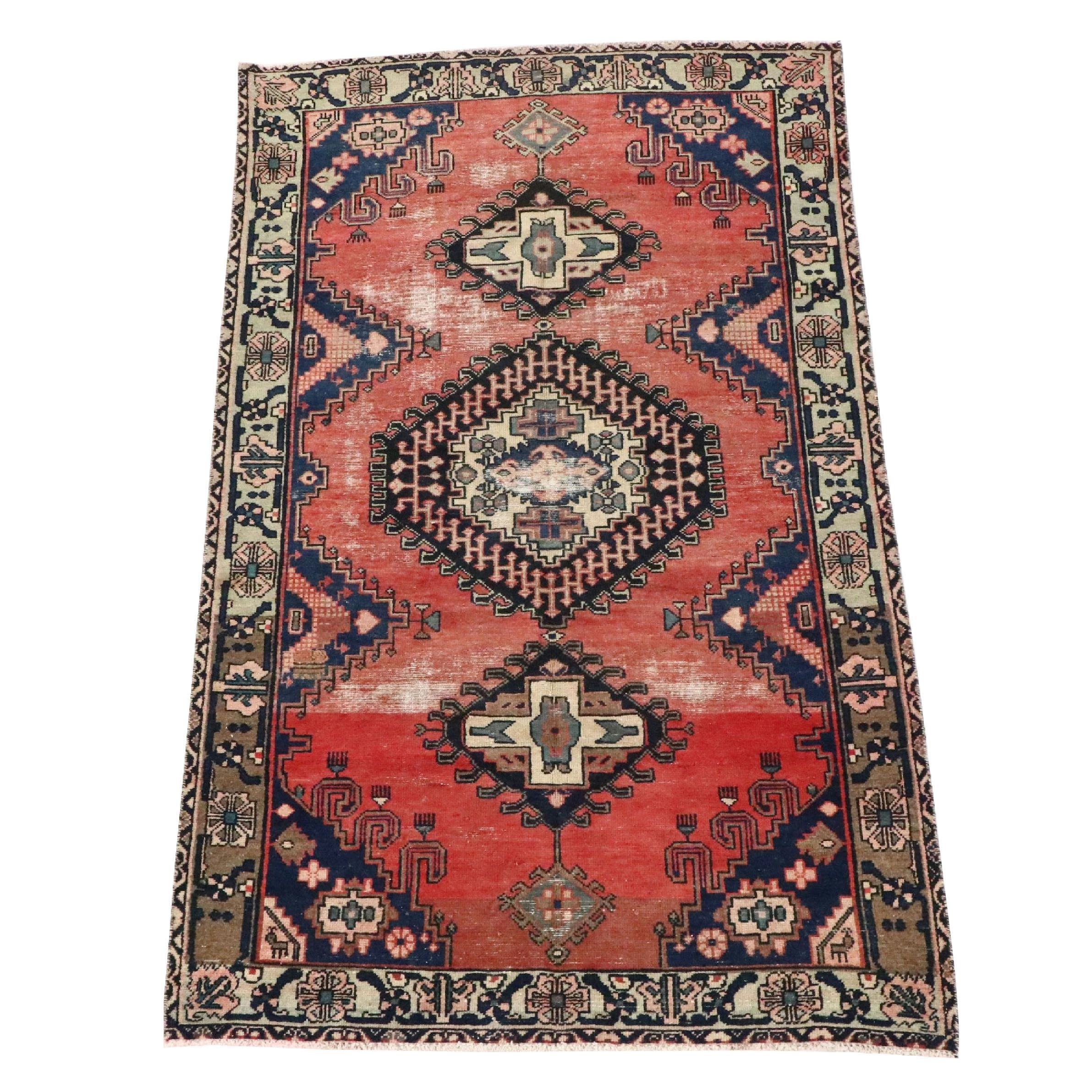 4'11 x 8'4 Hand-Knotted Persian Hamadan Area Rug