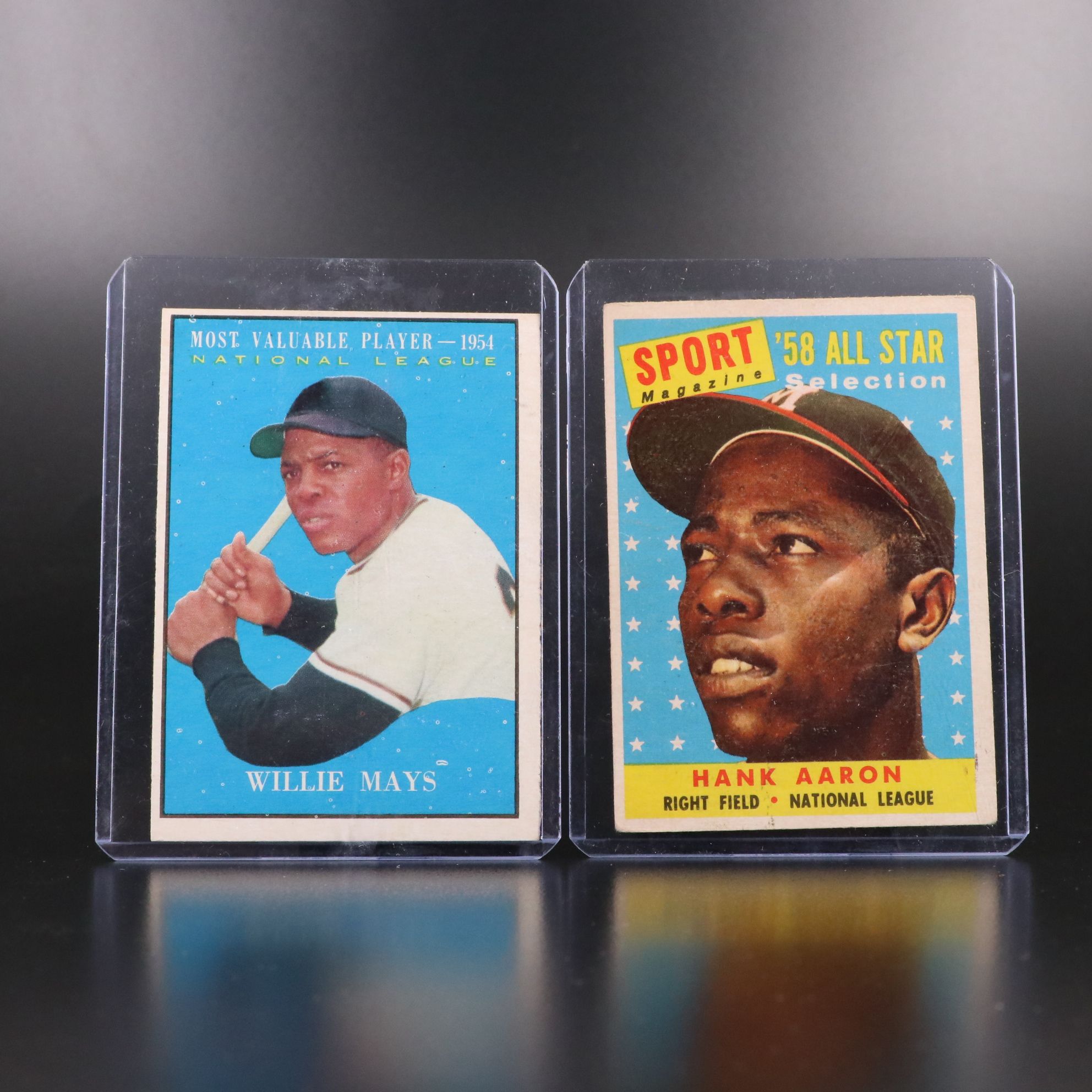 1961 Topps Willie Mays MVP and 1958 Topps Hank Aaron All-Star Baseball Cards