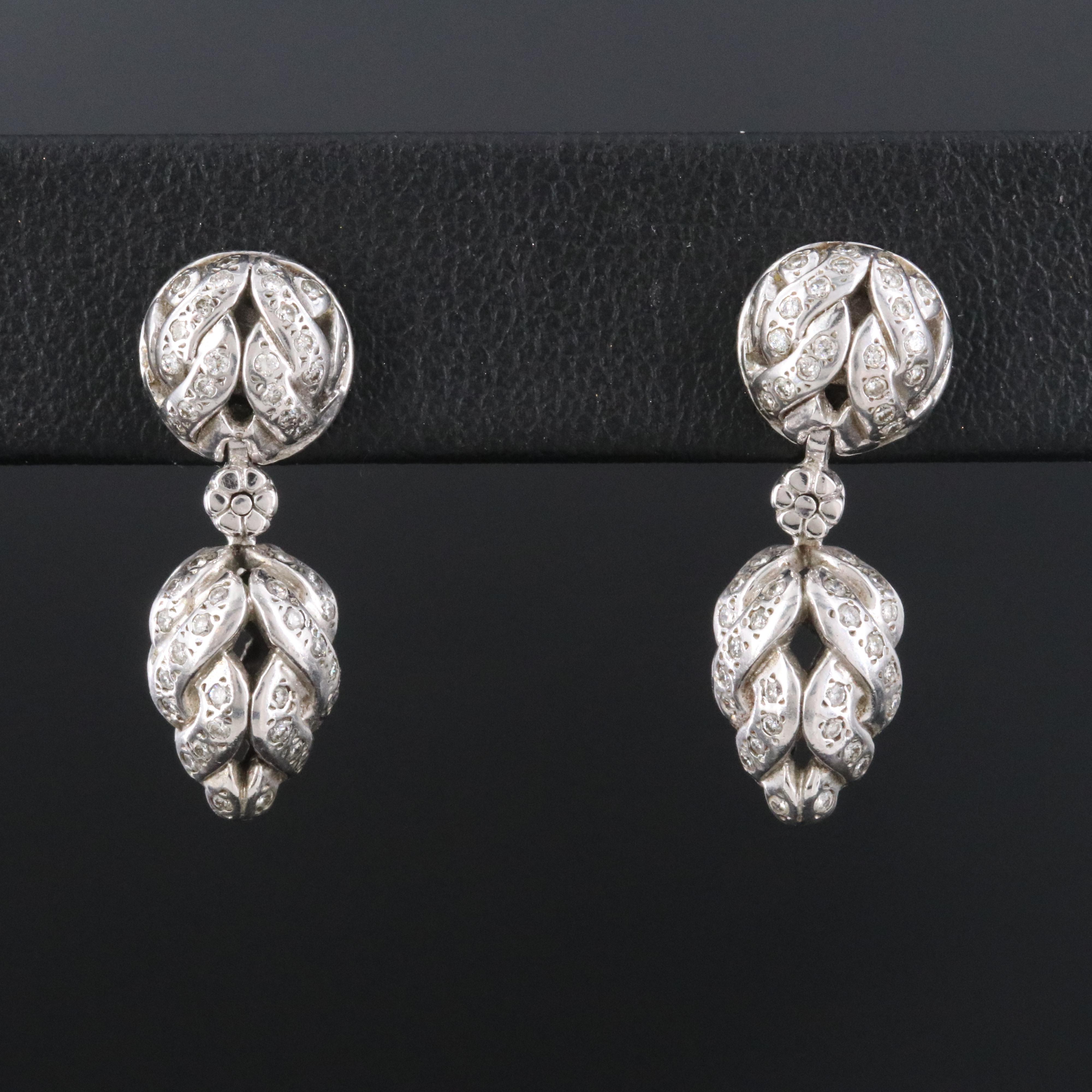 John Hardy Sterling and 0.35 CTW Diamond Woven Acorn Drop Earrings