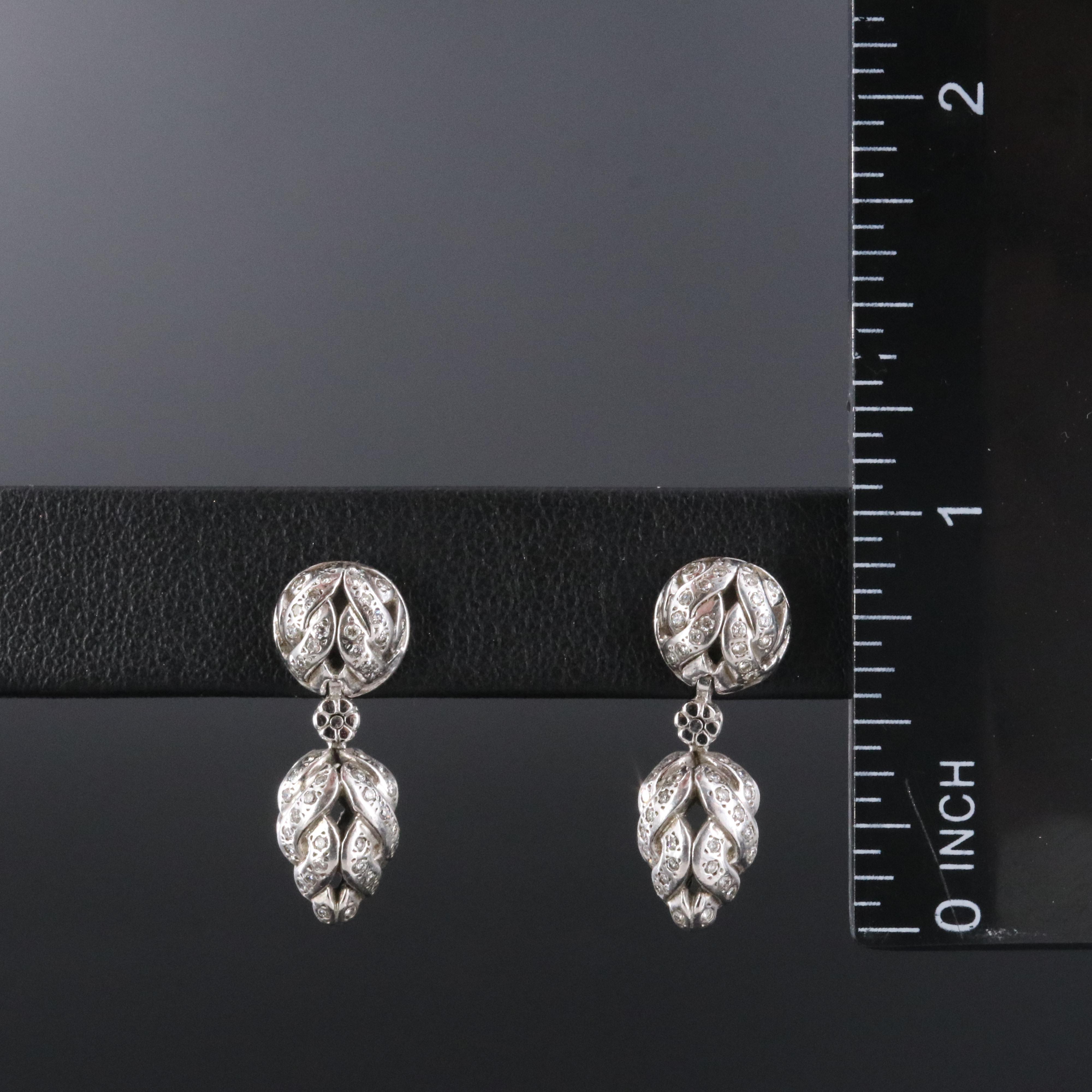 John Hardy Sterling and 0.35 CTW Diamond Woven Acorn Drop Earrings
