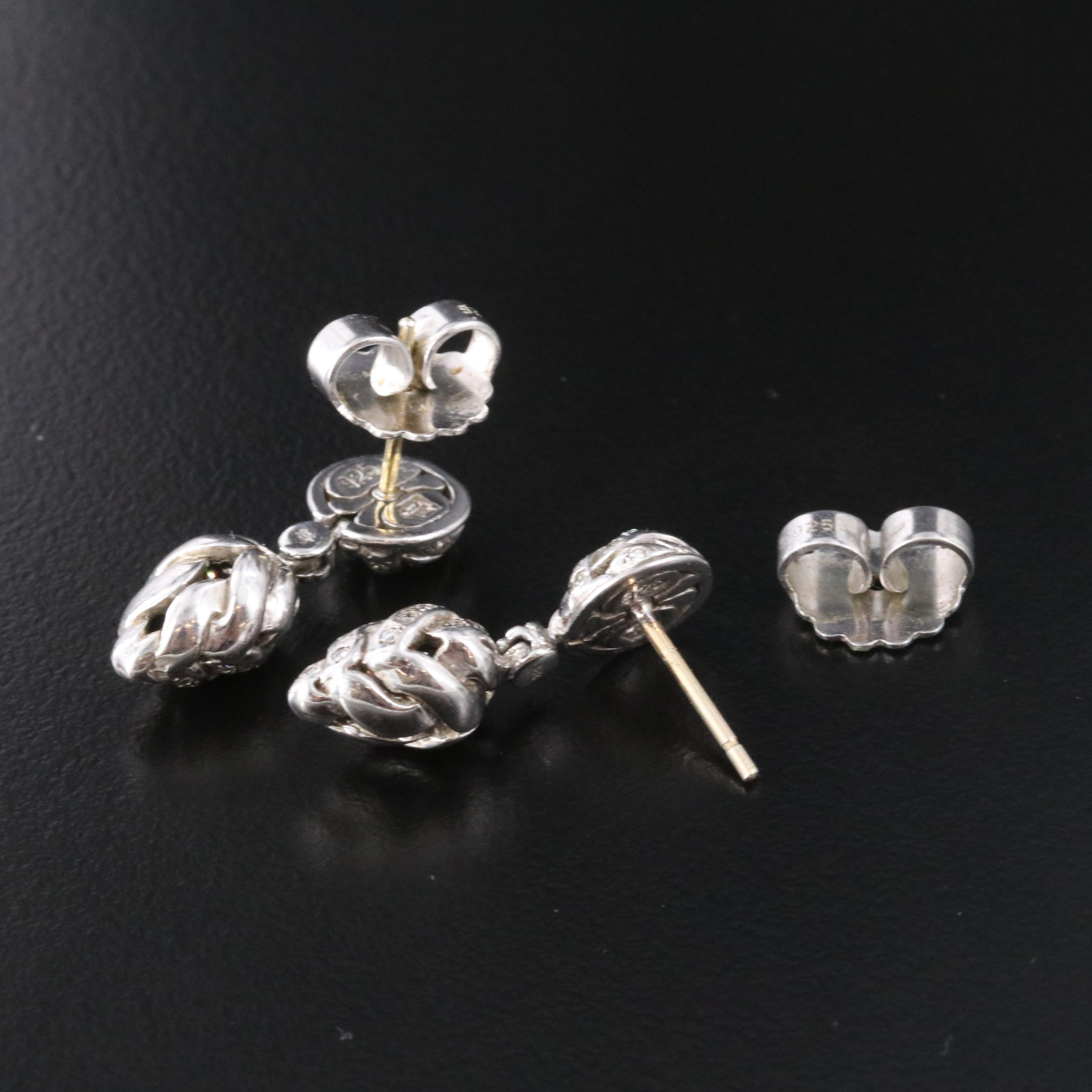 John Hardy Sterling and 0.35 CTW Diamond Woven Acorn Drop Earrings