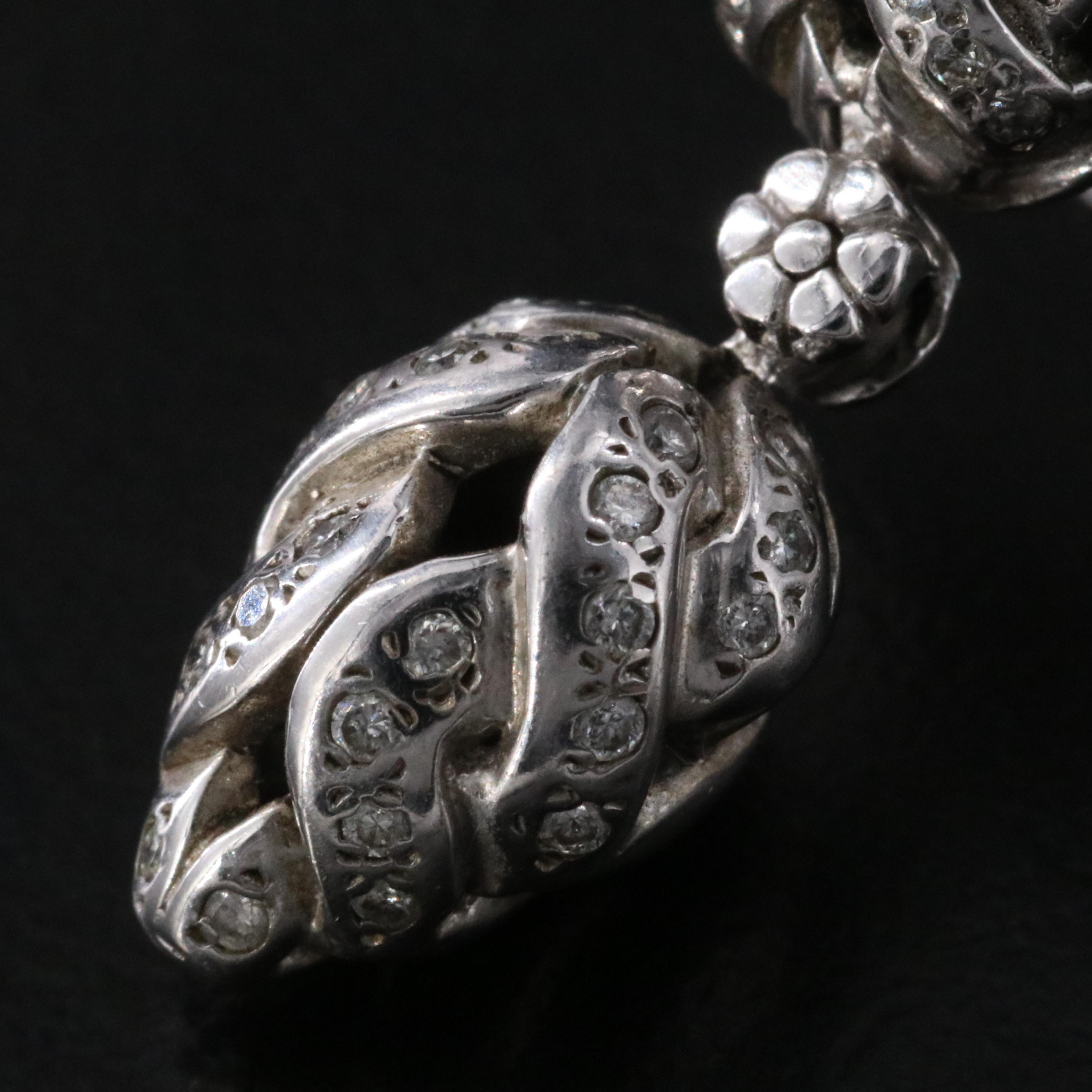 John Hardy Sterling and 0.35 CTW Diamond Woven Acorn Drop Earrings