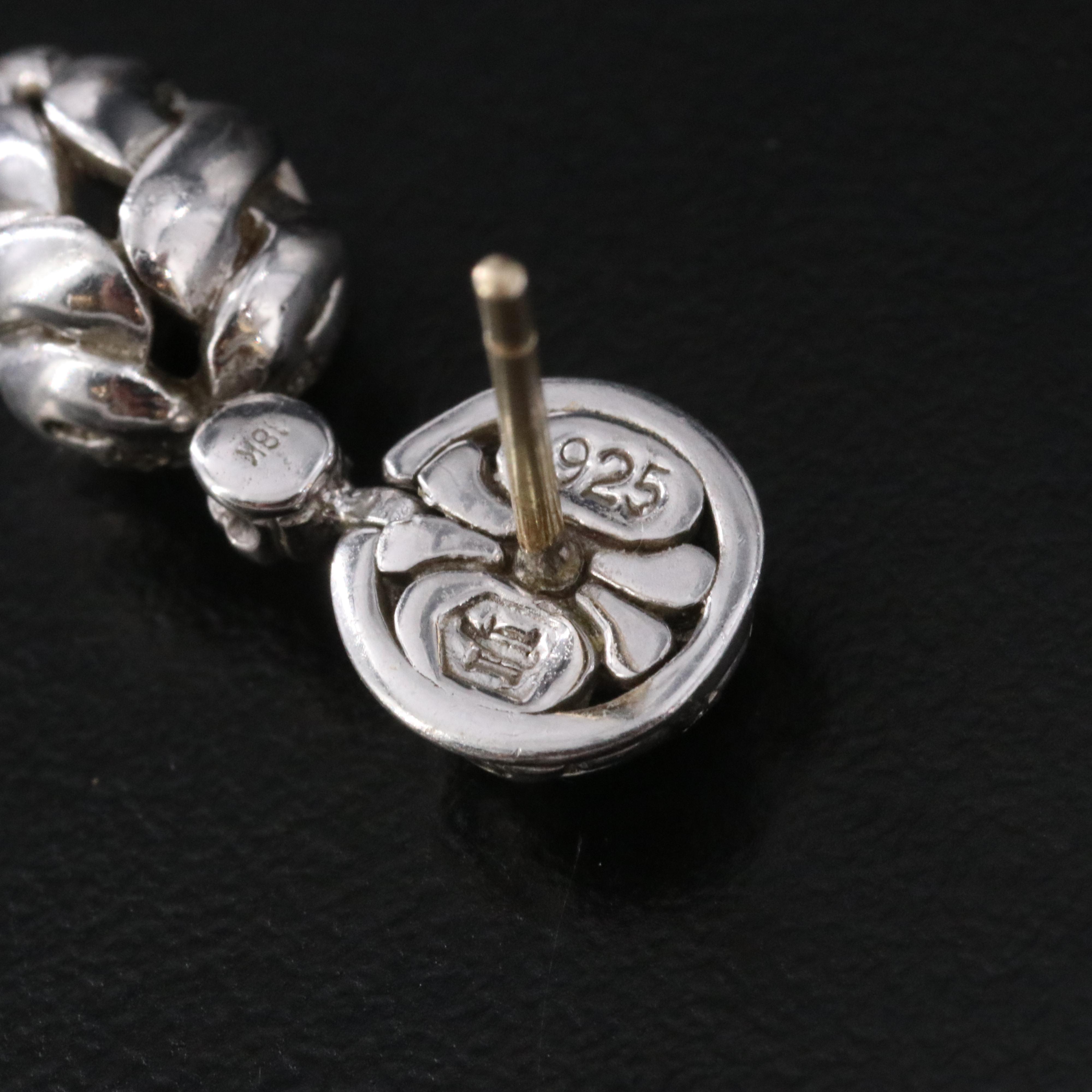 John Hardy Sterling and 0.35 CTW Diamond Woven Acorn Drop Earrings