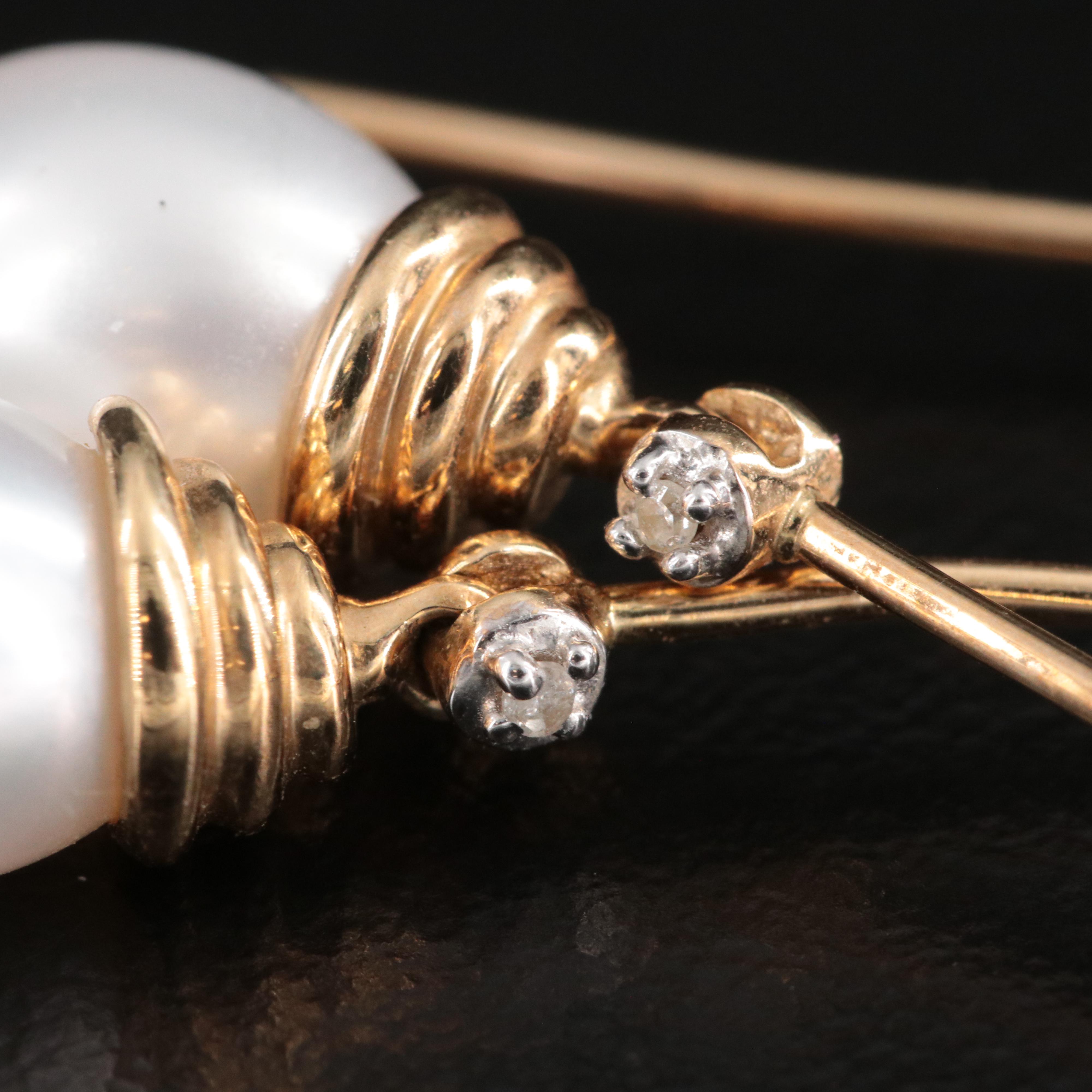 10K Diamond and Pearl Drop and 14K Sphere Stud Earrings
