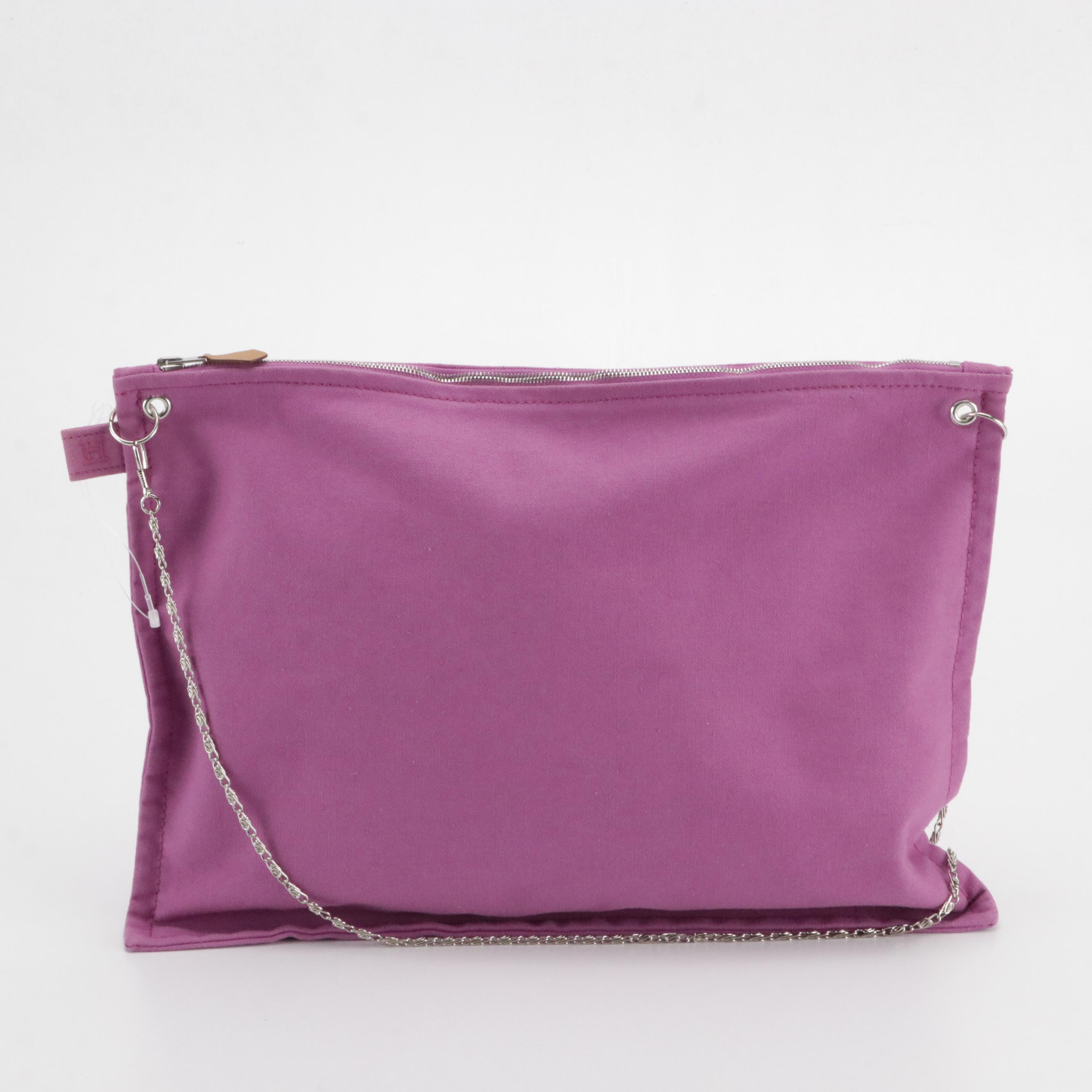 Hermès Modified Cotton Canvas Zip Pouches with Detachable Chain Link Straps