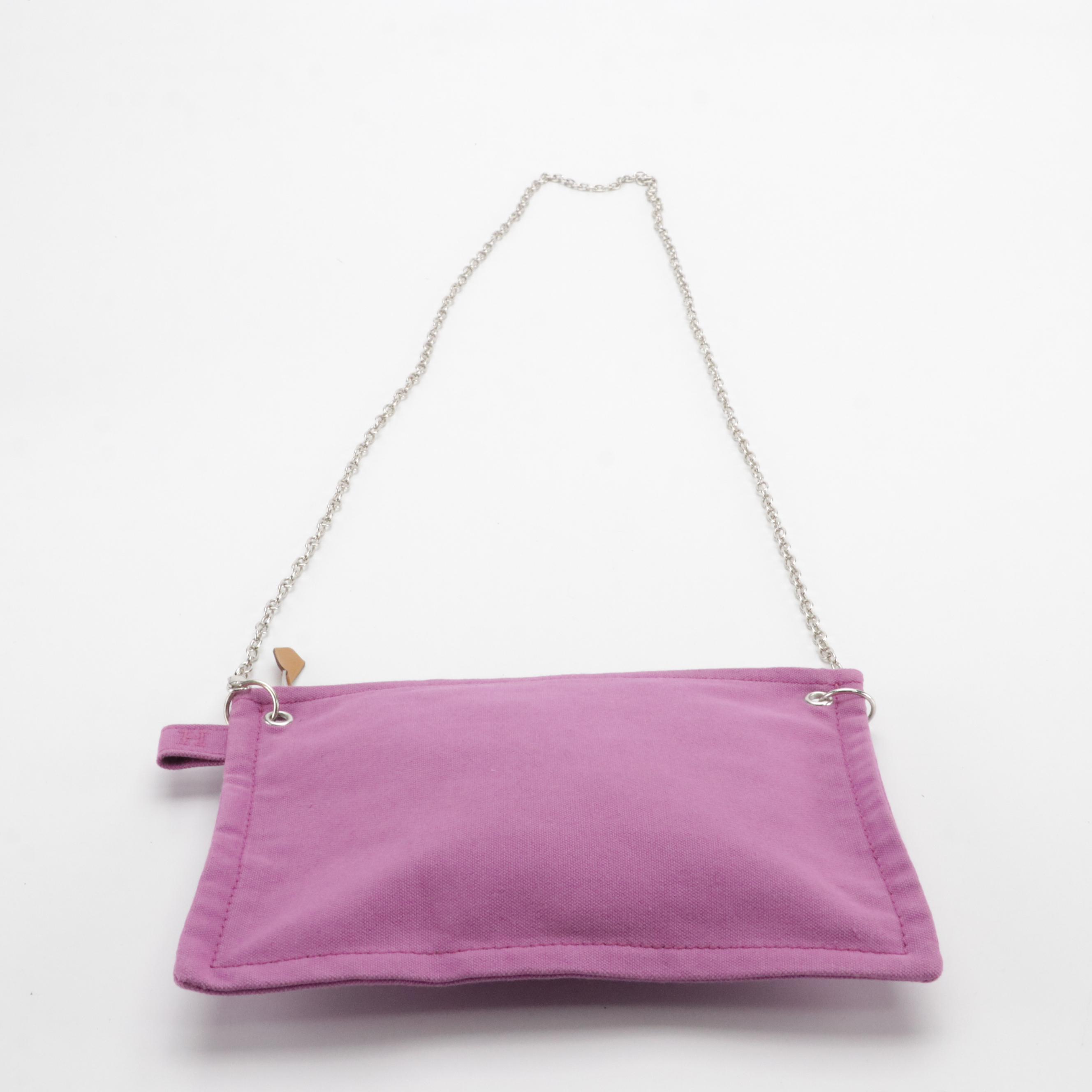Hermès Modified Cotton Canvas Zip Pouches with Detachable Chain Link Straps