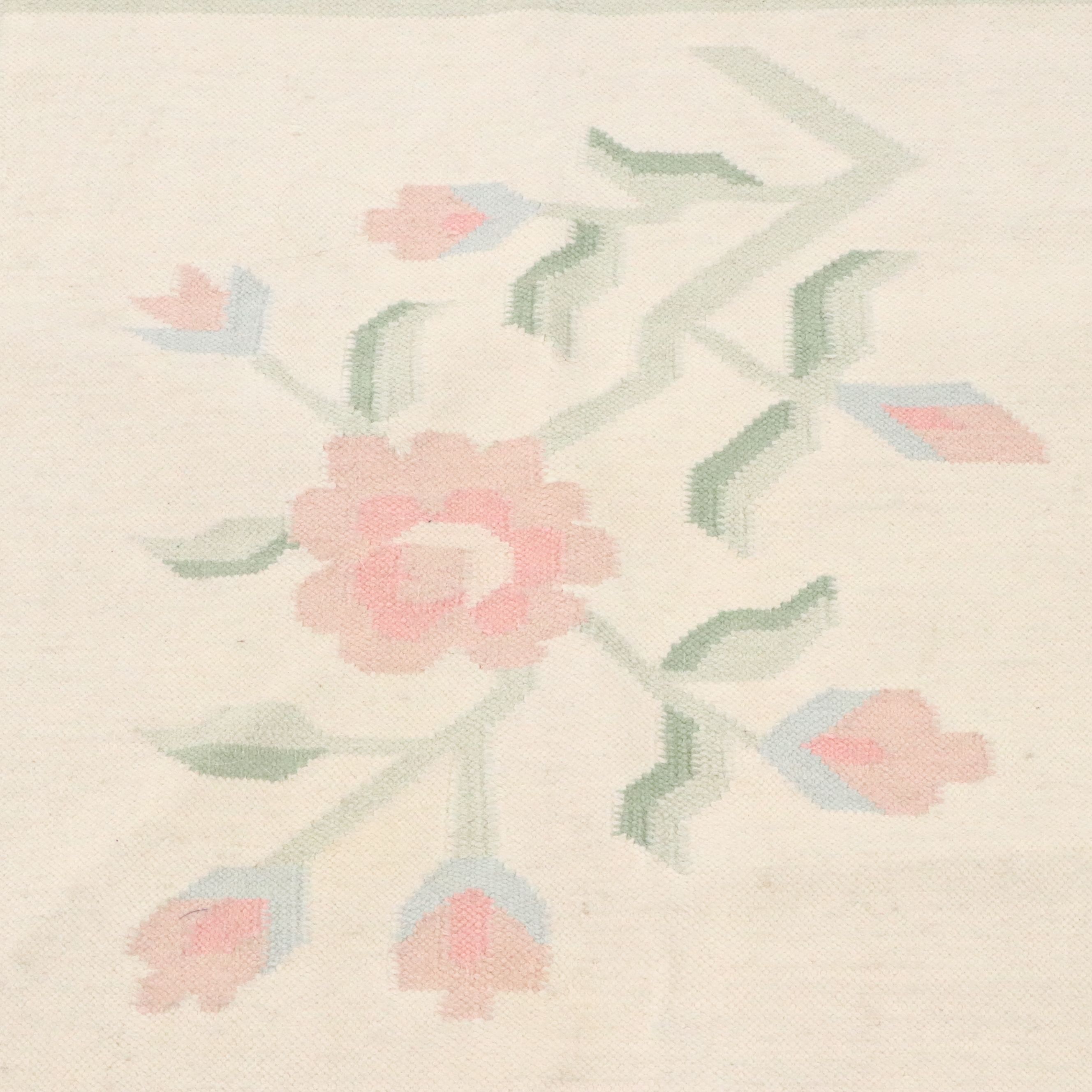 3'9 x 5'7 Handwoven Indian Dhurrie Floral Area Rug