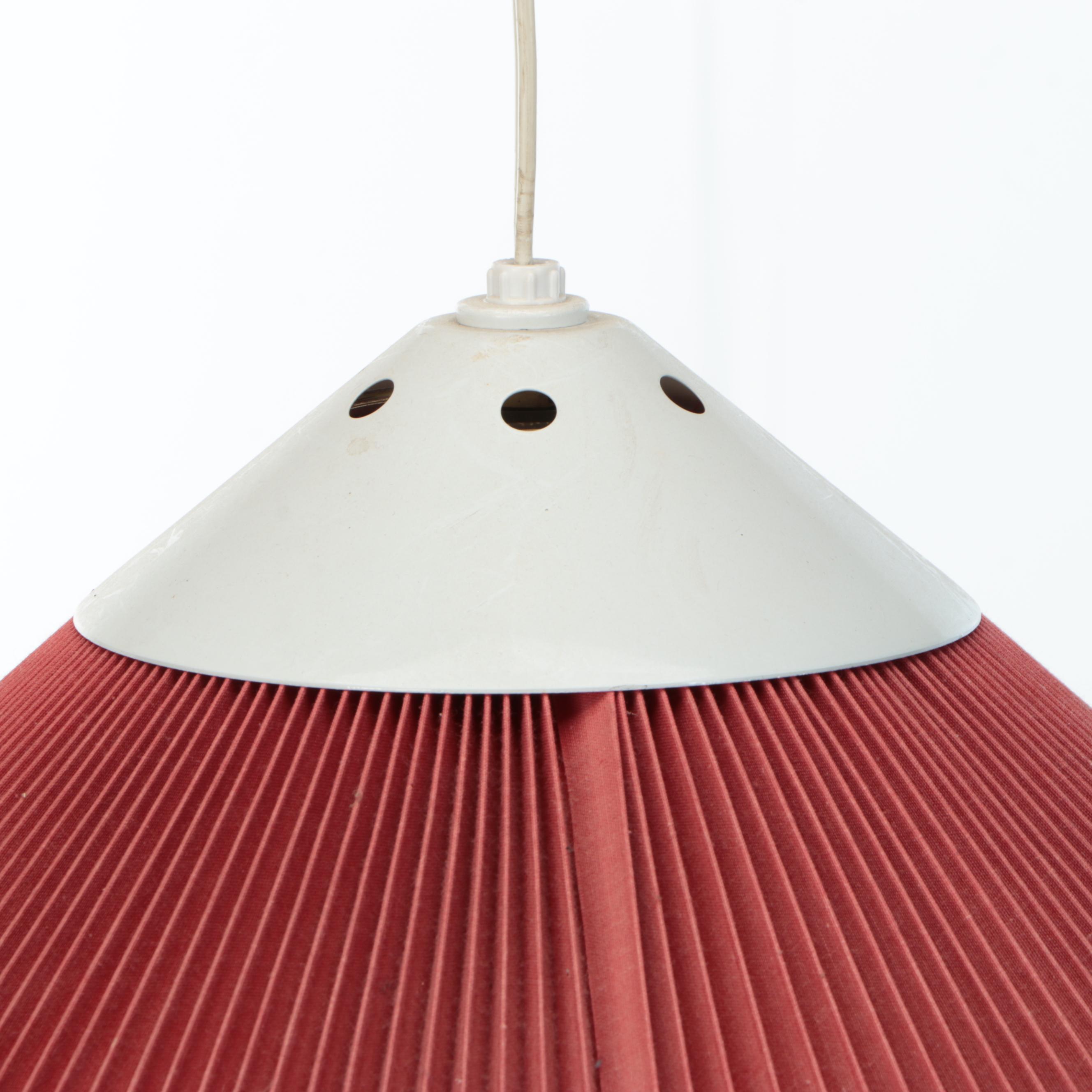 Accordion Pleat Red Fabric Pendant Swag Light