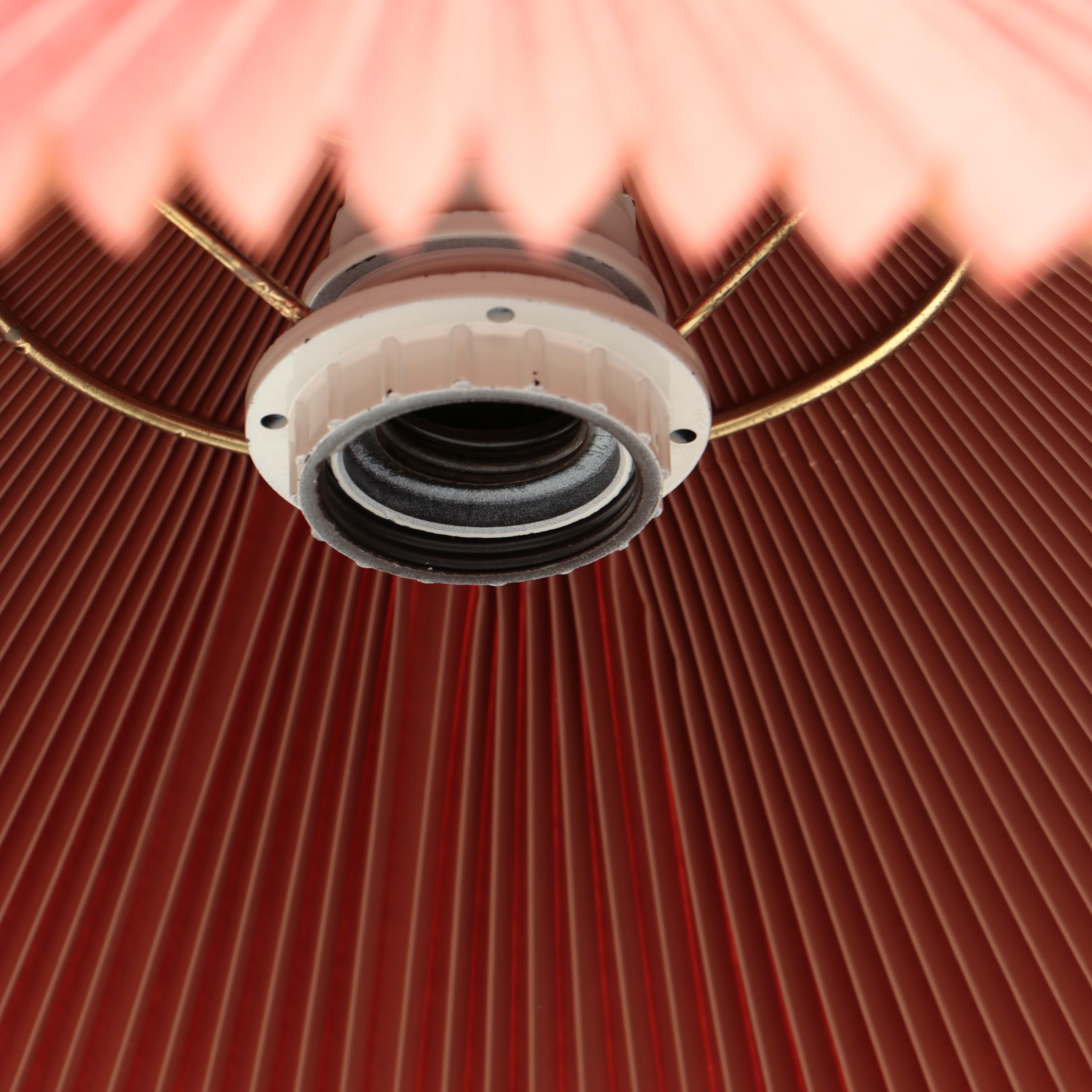 Accordion Pleat Red Fabric Pendant Swag Light