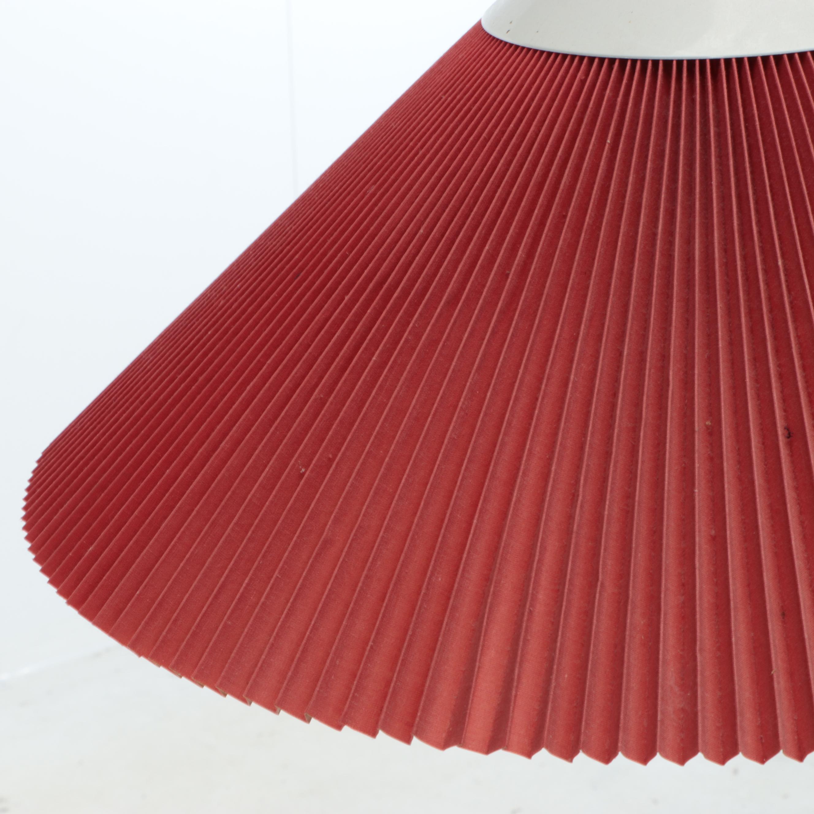 Accordion Pleat Red Fabric Pendant Swag Light