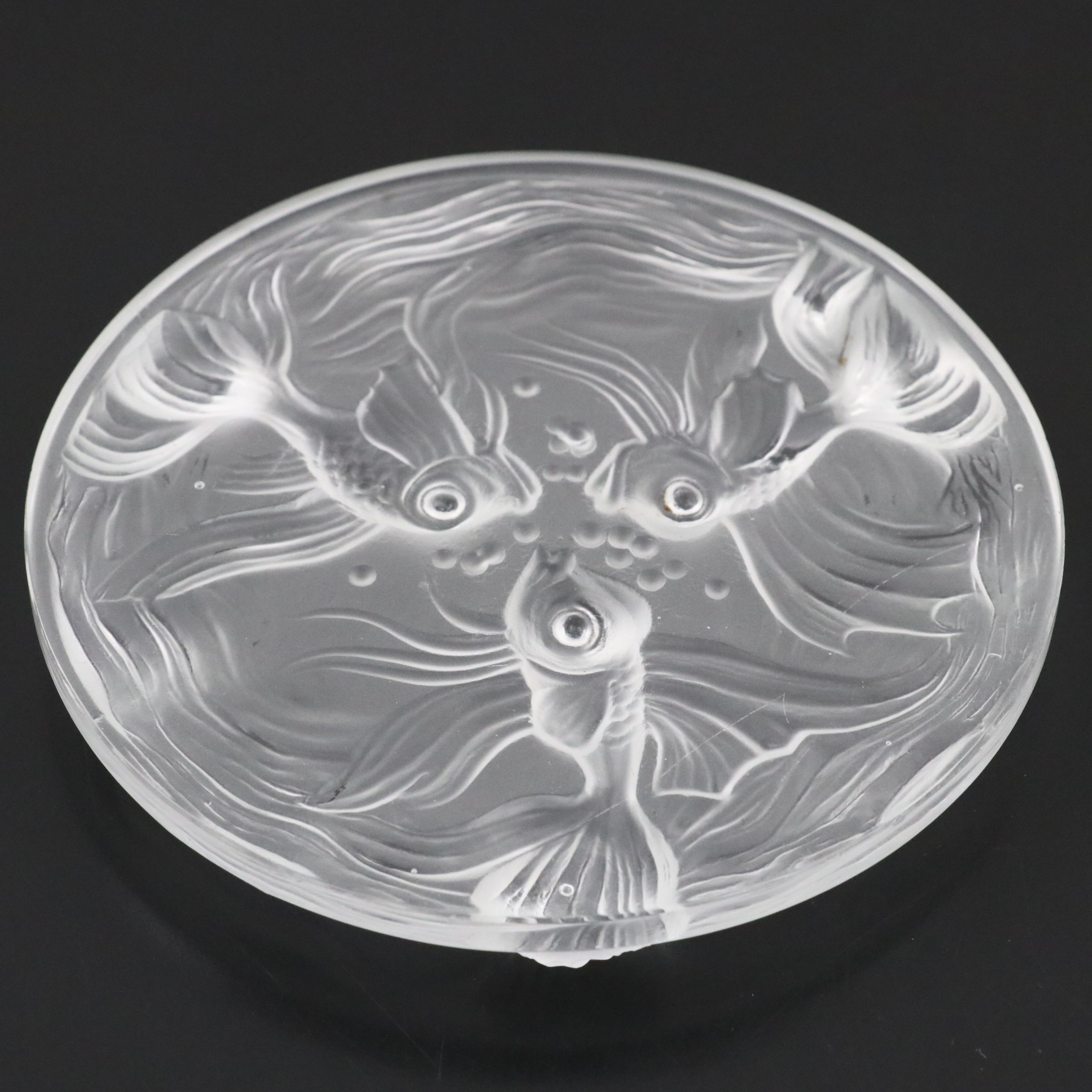 Art Glass Fish Plate with Crystal Unicorn Bowl