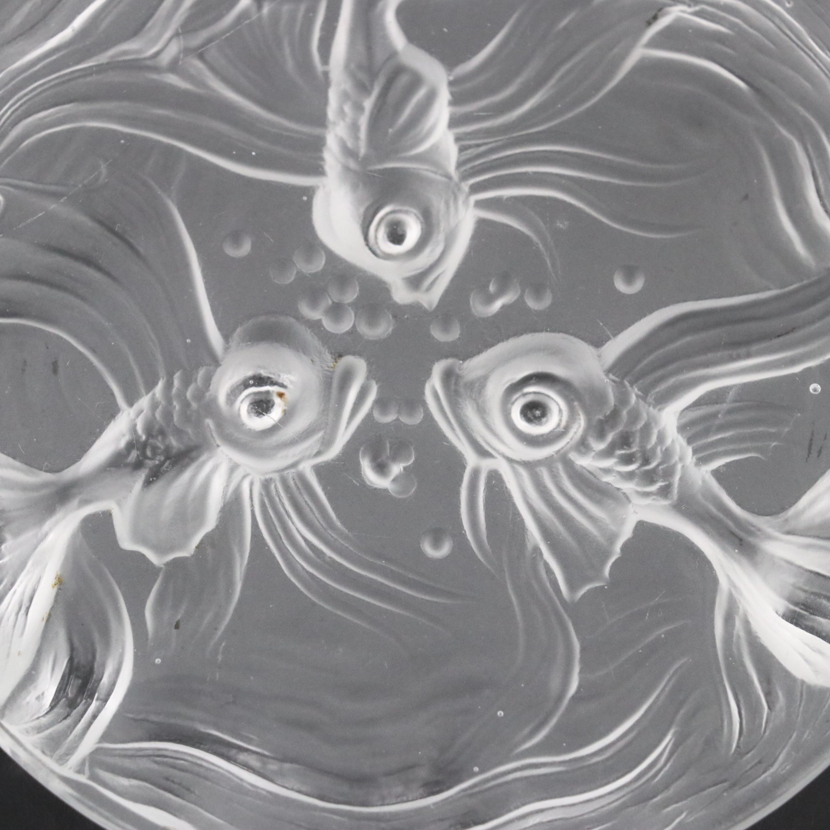 Art Glass Fish Plate with Crystal Unicorn Bowl