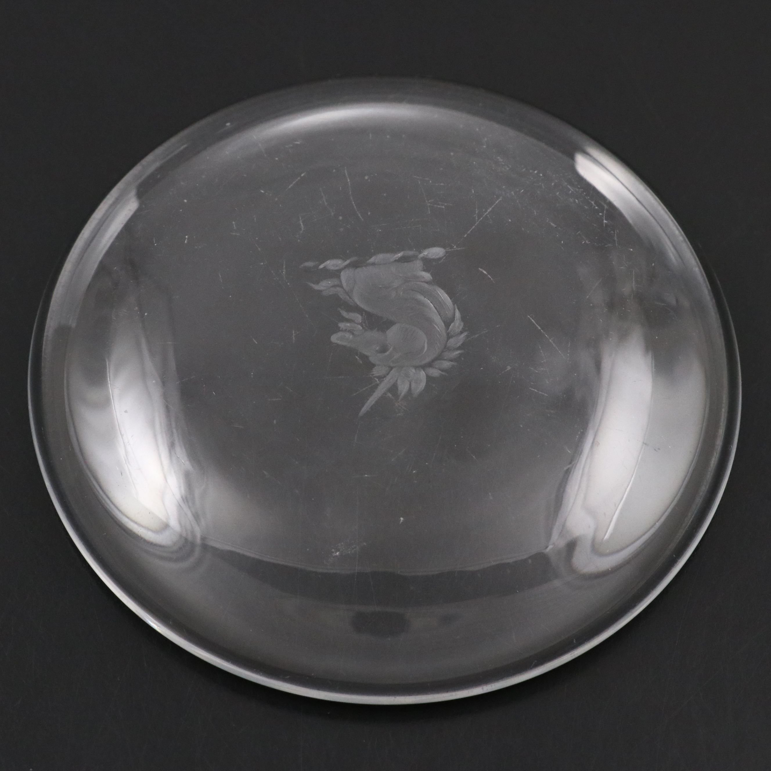 Art Glass Fish Plate with Crystal Unicorn Bowl