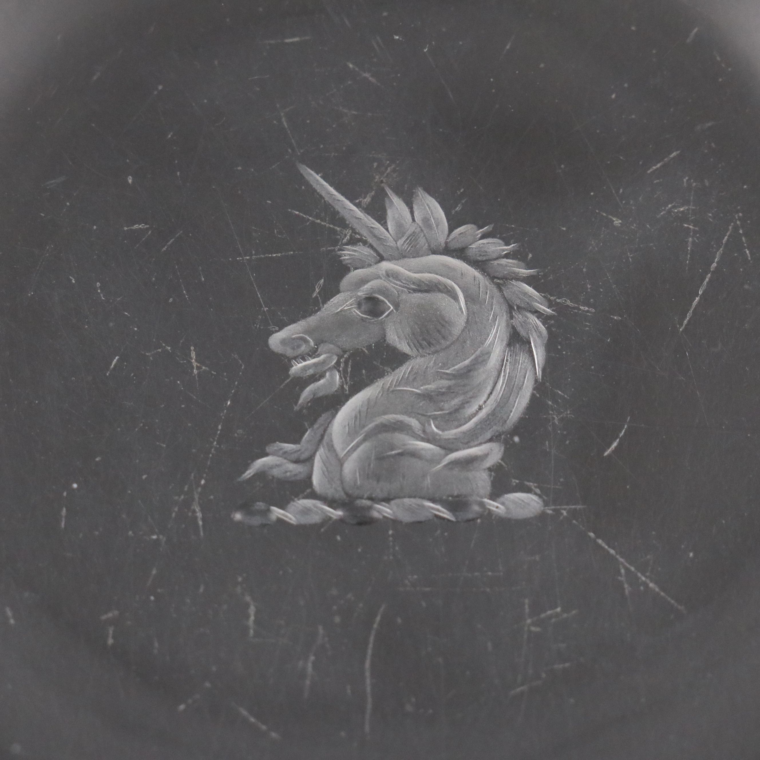 Art Glass Fish Plate with Crystal Unicorn Bowl