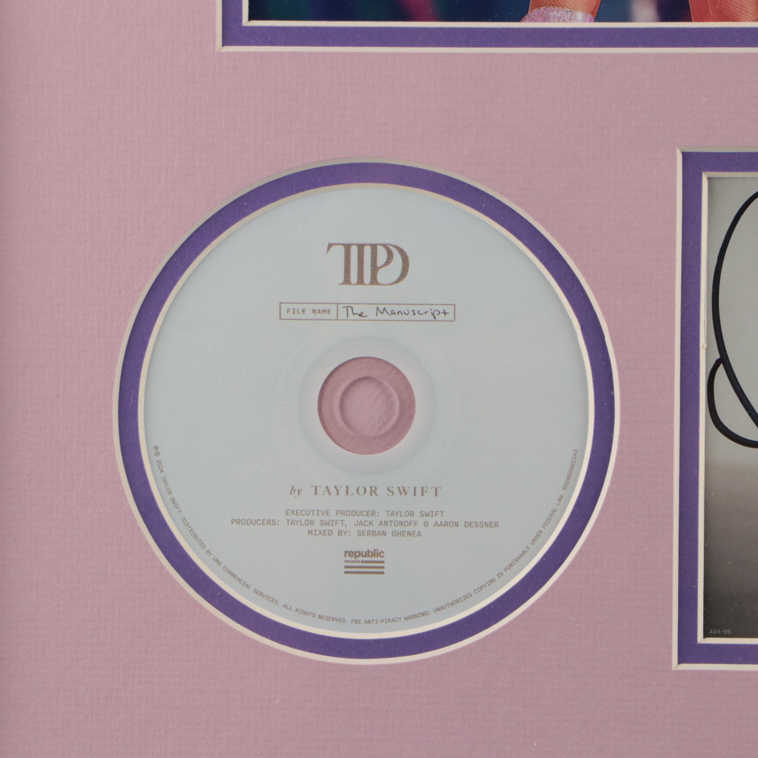 Taylor Swift Signed "The Tortured Poets Department" CD Card with Display, JSA