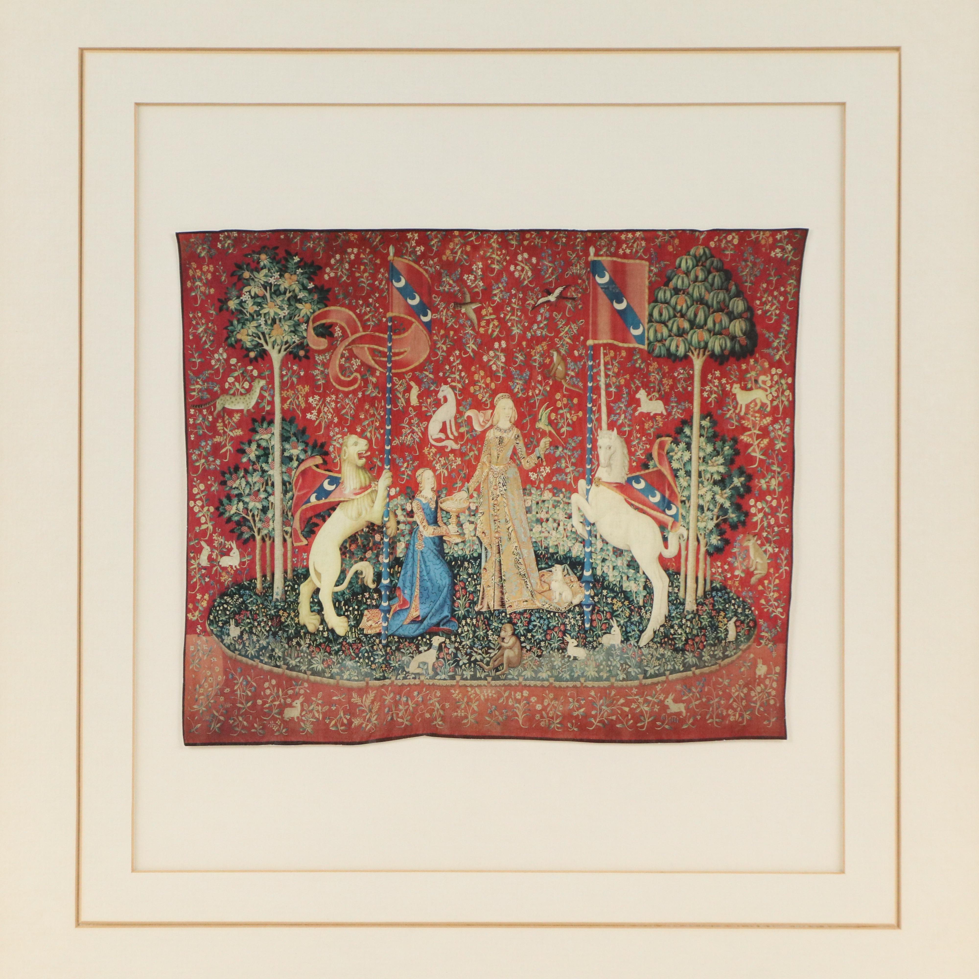 "The Lady and the Unicorn" Offset Lithograph After French Medieval Tapestry