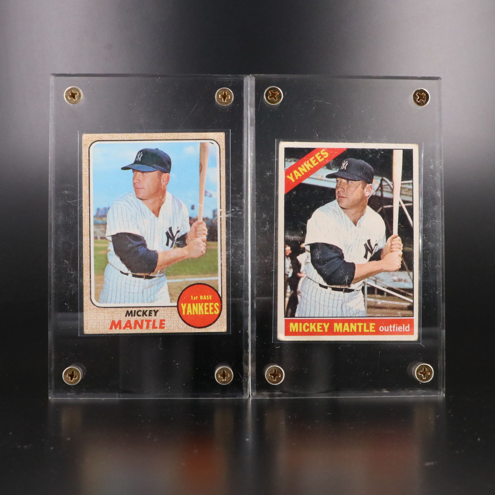 1966 and 1968 Topps Mickey Mantle New York Yankees Baseball Cards