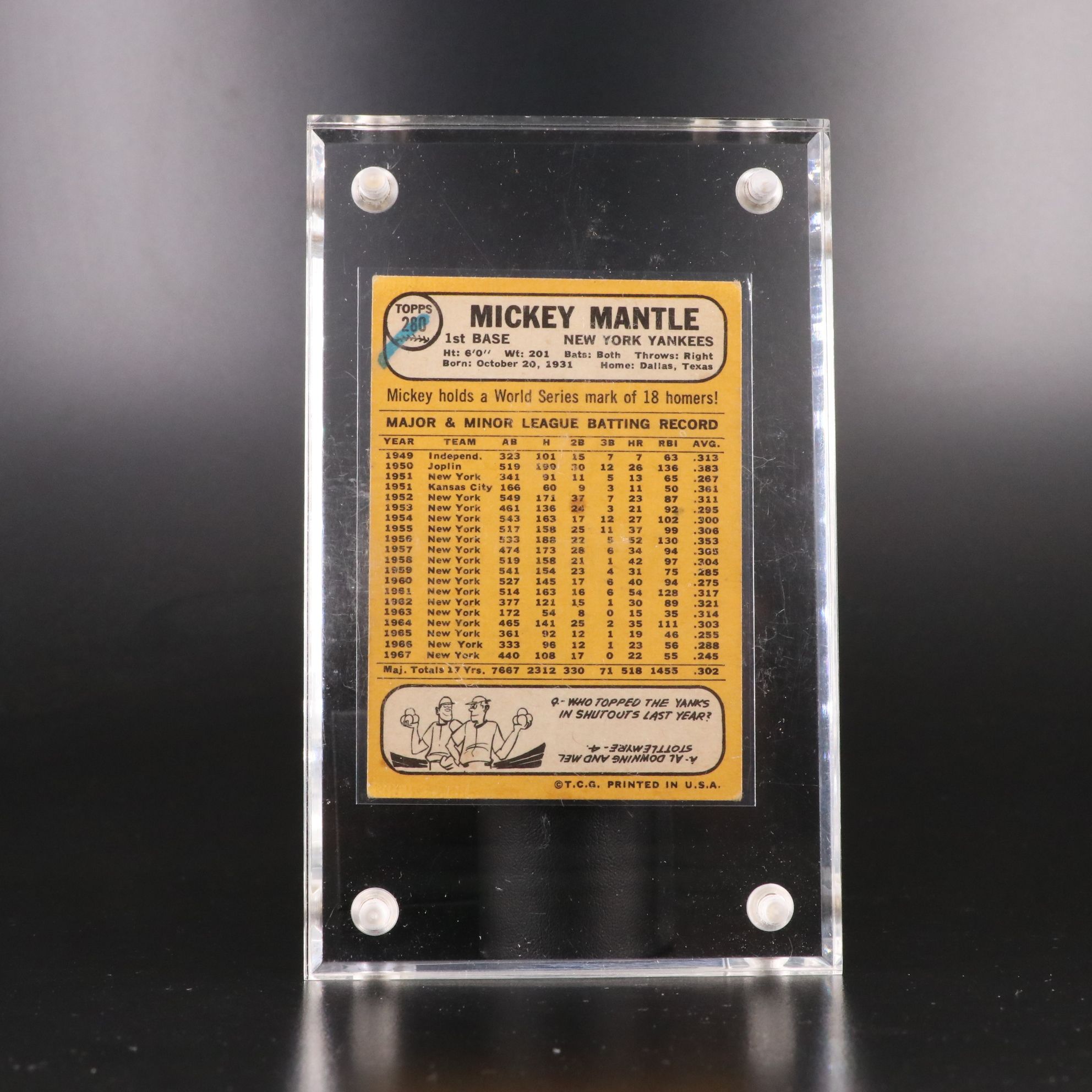 1966 and 1968 Topps Mickey Mantle New York Yankees Baseball Cards