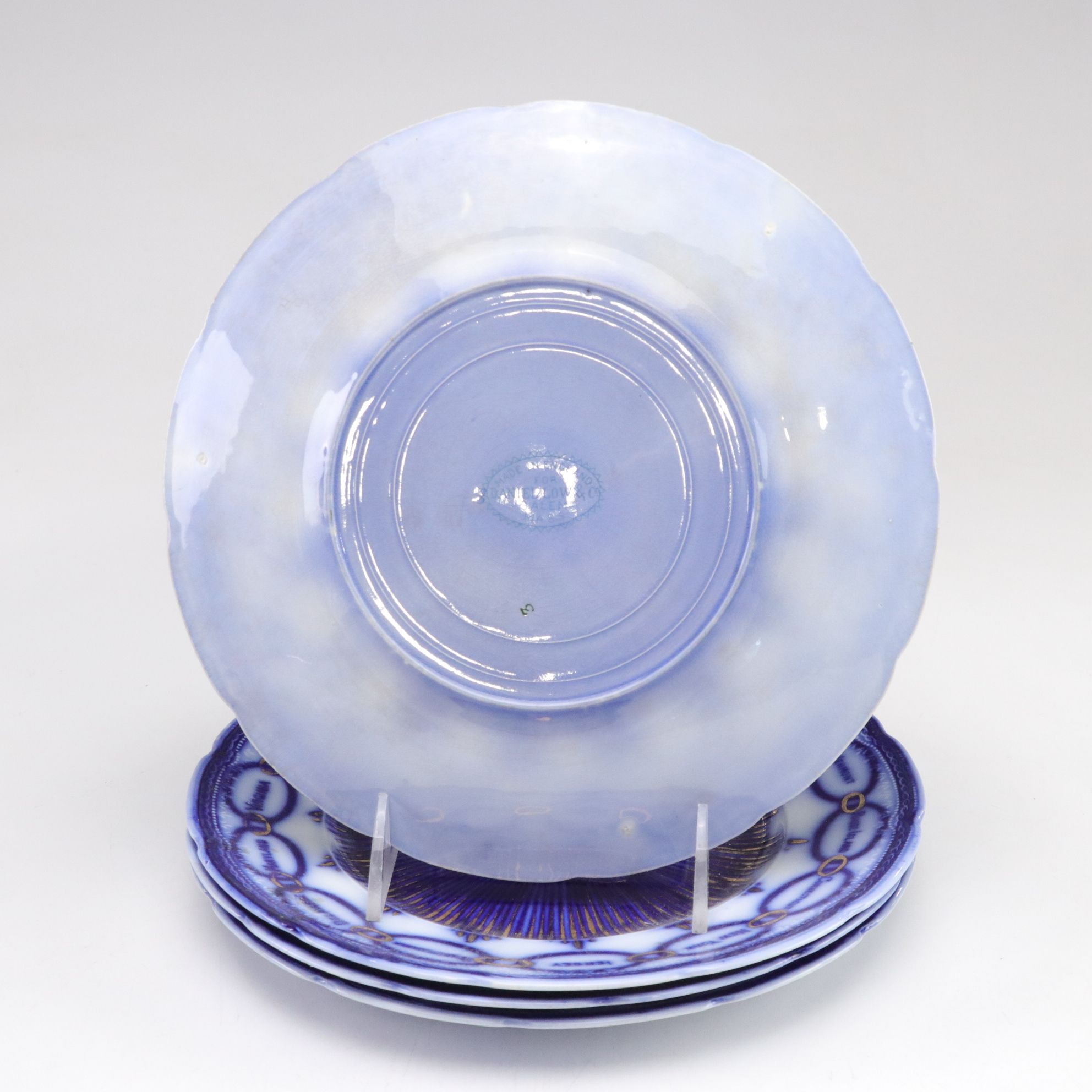 Martha Washington Chain of States and Other Flow Blue Dinnerware, 19th Century