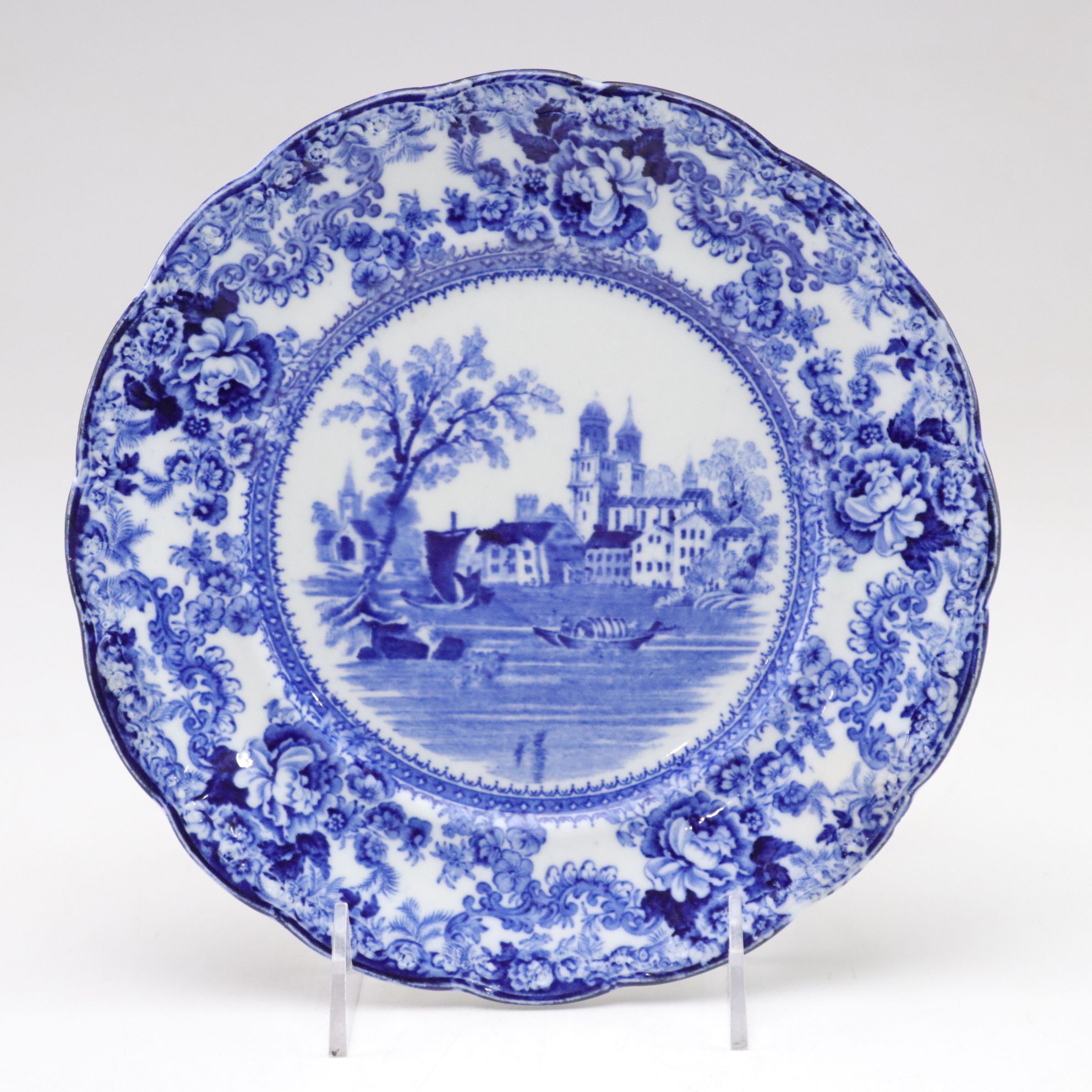 Martha Washington Chain of States and Other Flow Blue Dinnerware, 19th Century