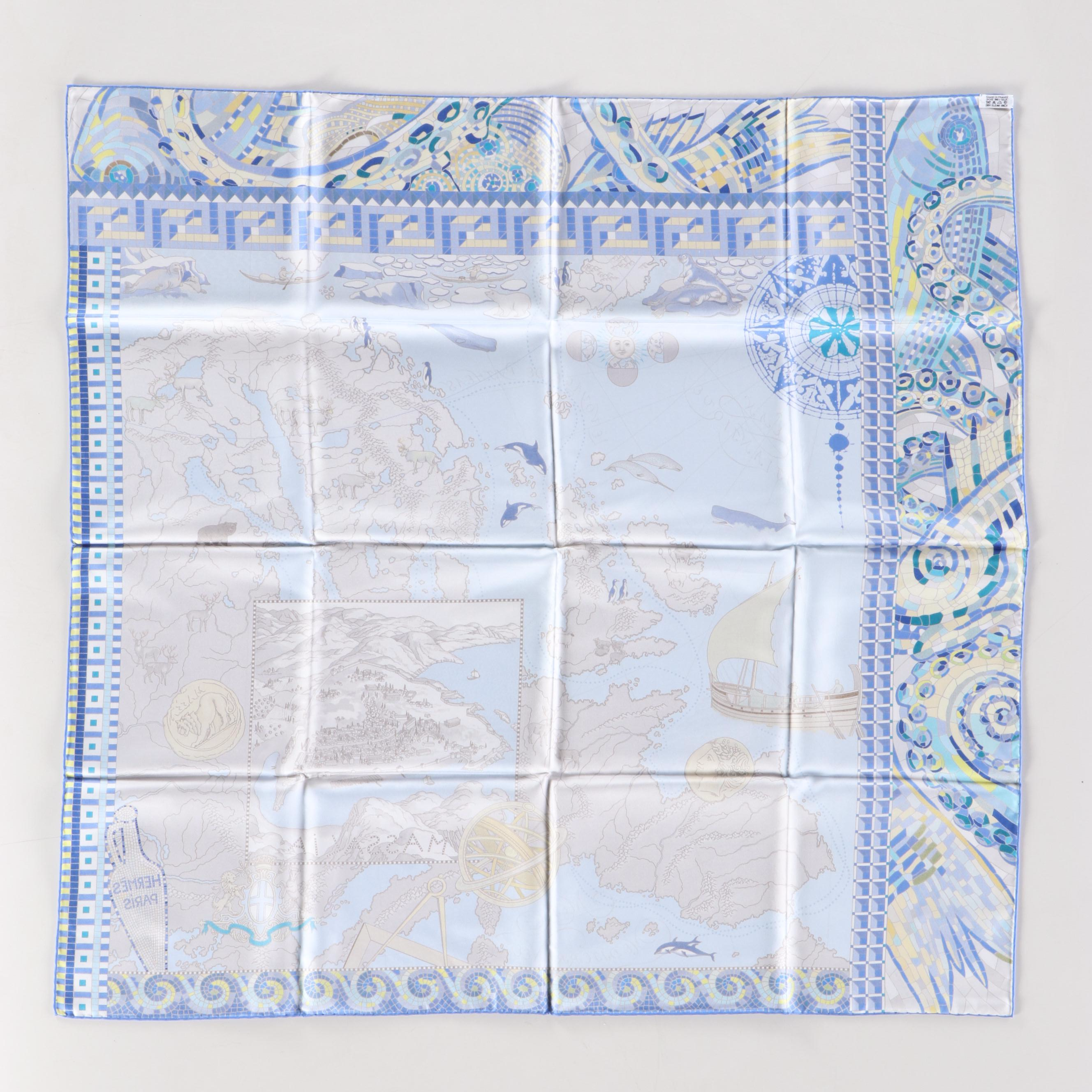 Hermès Special Issue "Le Voyage de Pythéas" Scarf 90 in Silk Twill with Box