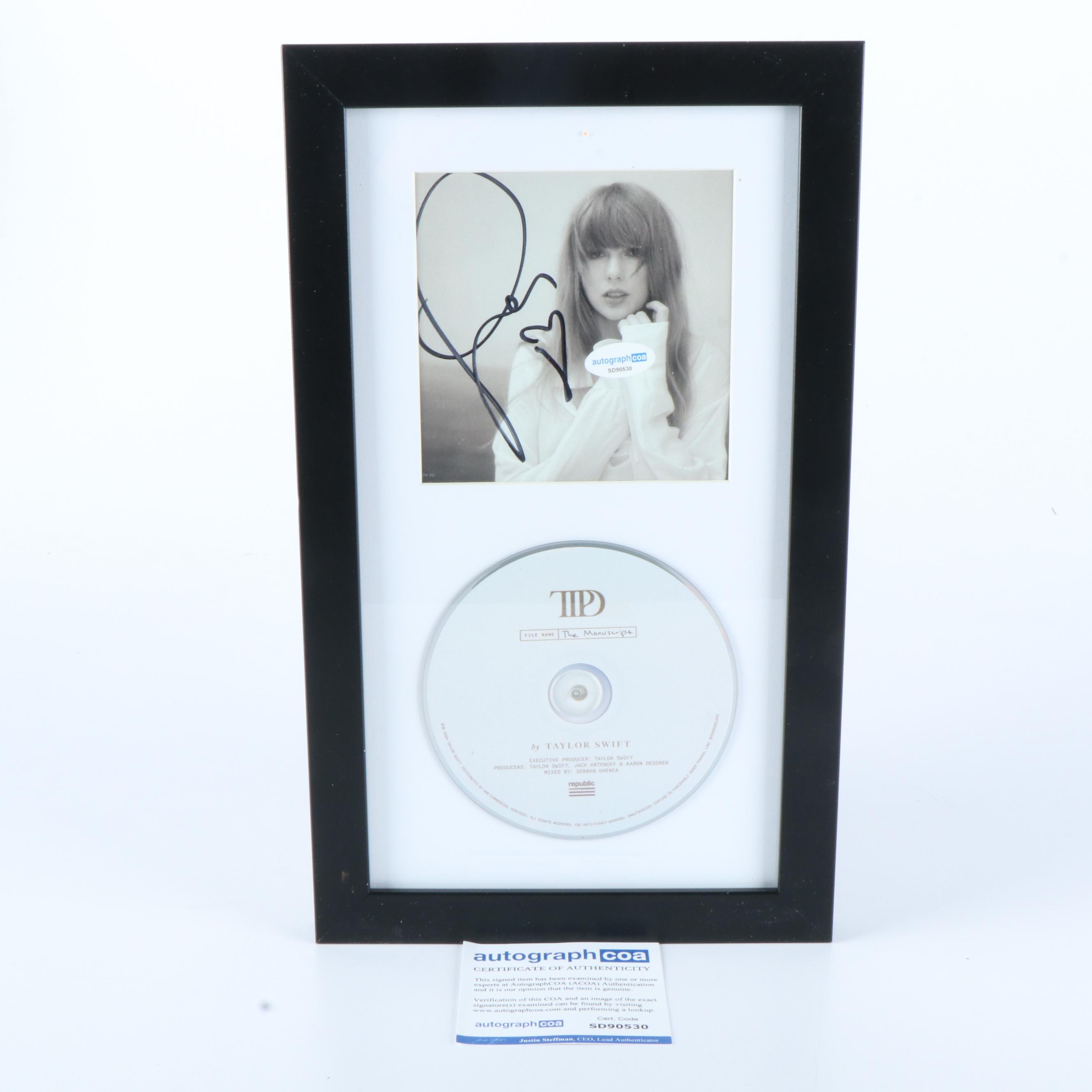 Taylor Swift Signed "The Tortured Poets Department" CD Card in Frame