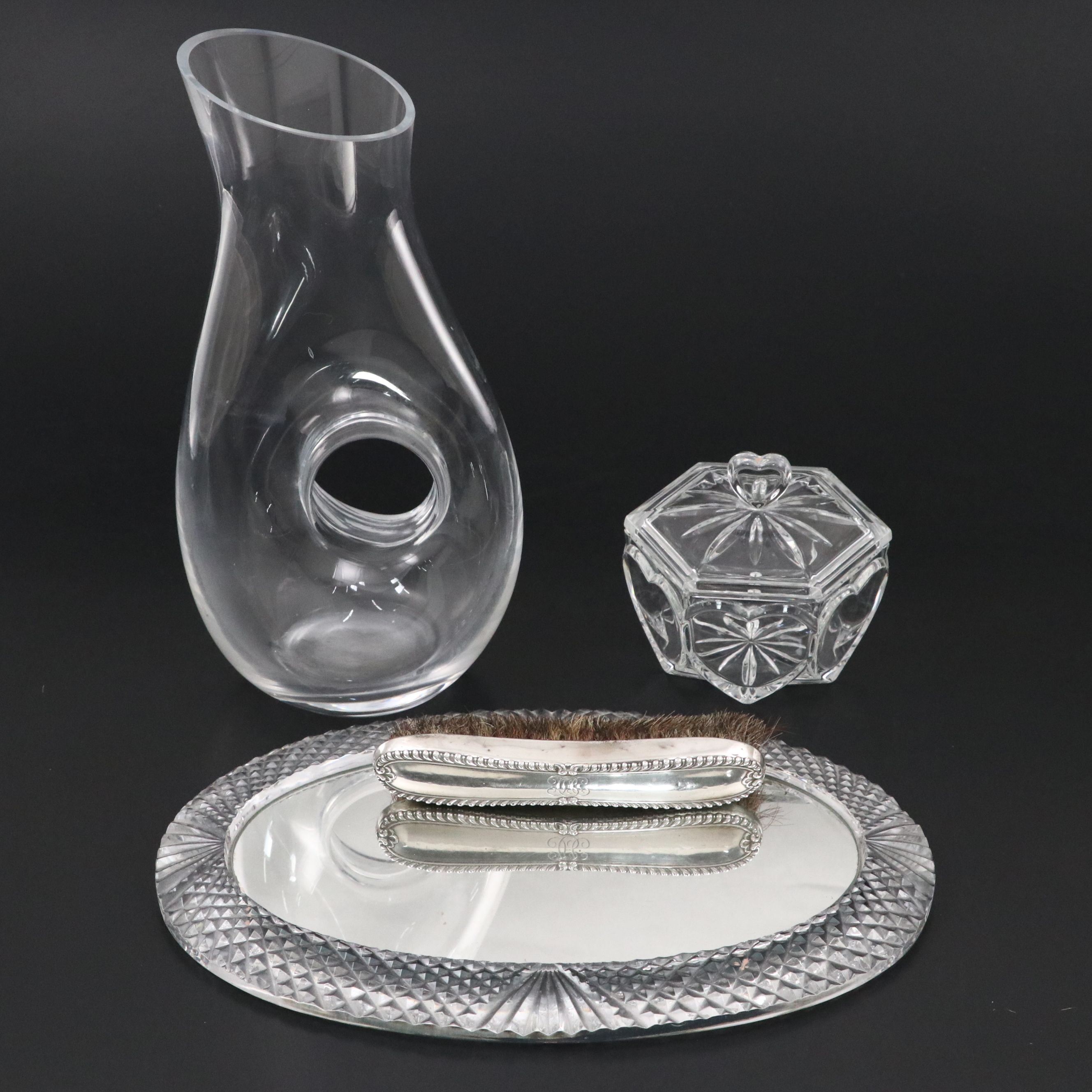 Gorham Sterling Silver Brush, Crystal Lidded Bowl, and More Vanity Décor