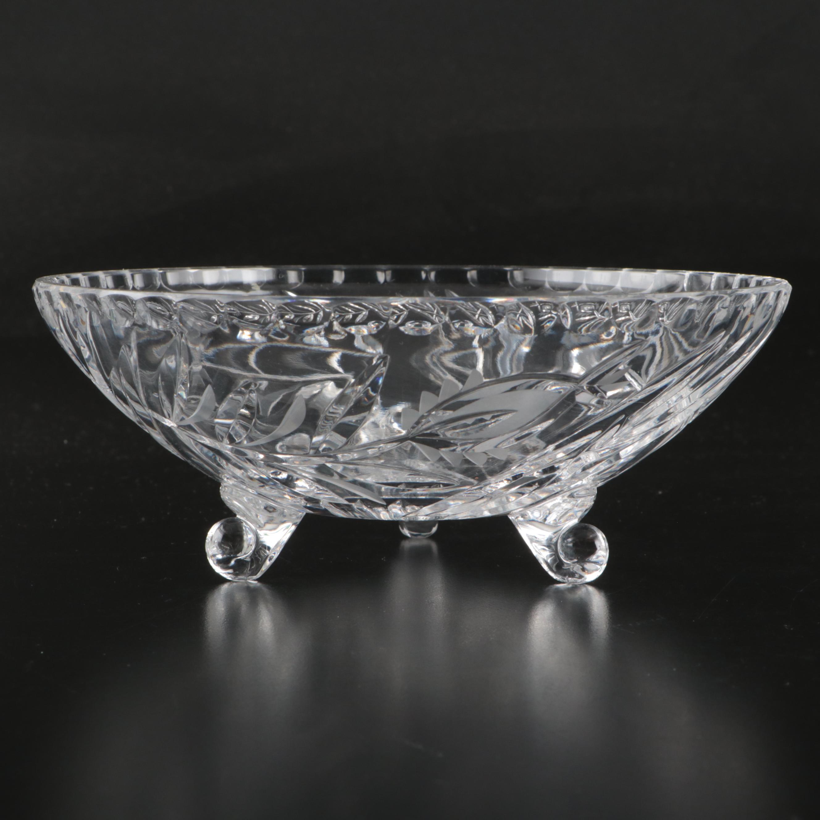 Czech Hand-Cut Crystal Perfume Bottles and Footed Bowl