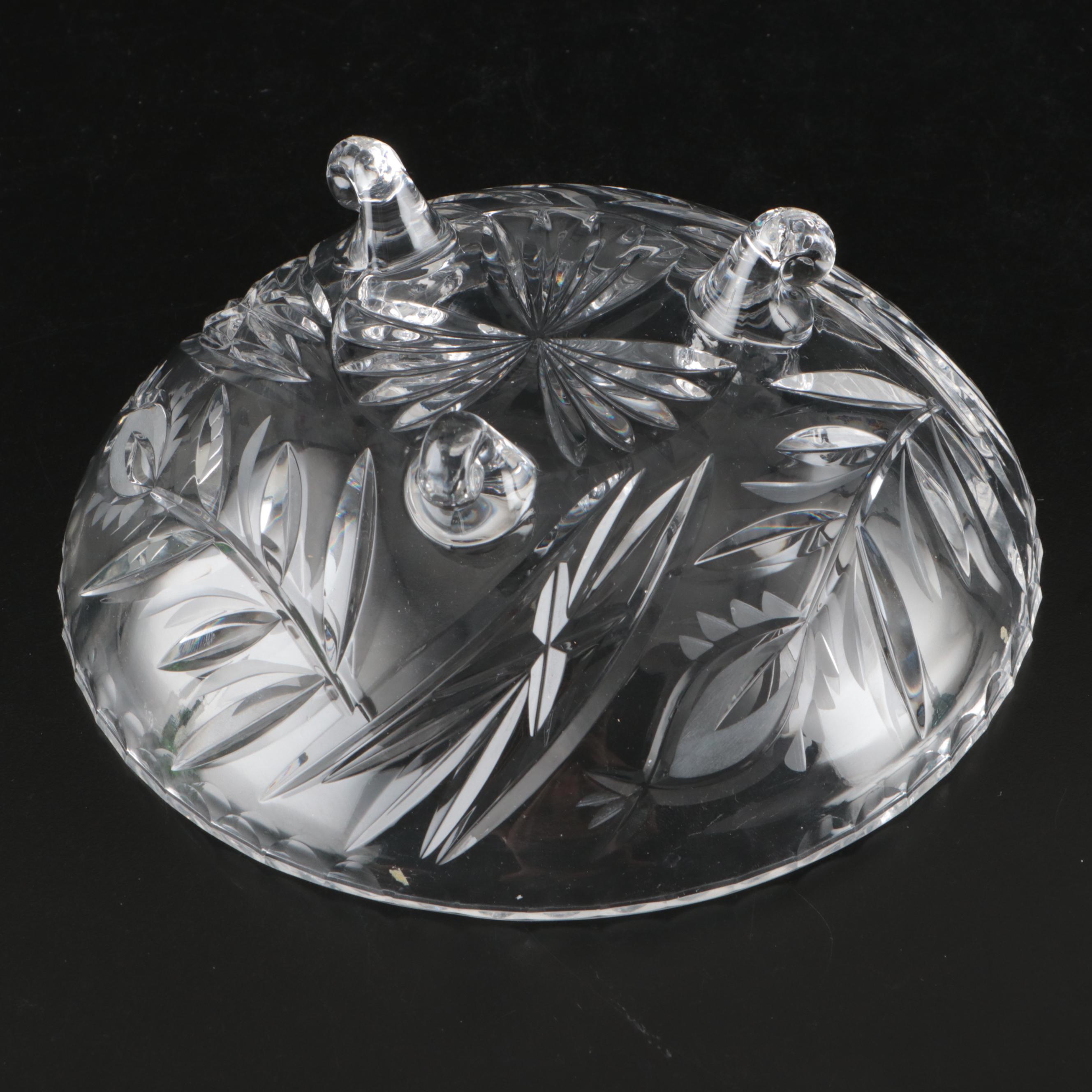 Czech Hand-Cut Crystal Perfume Bottles and Footed Bowl