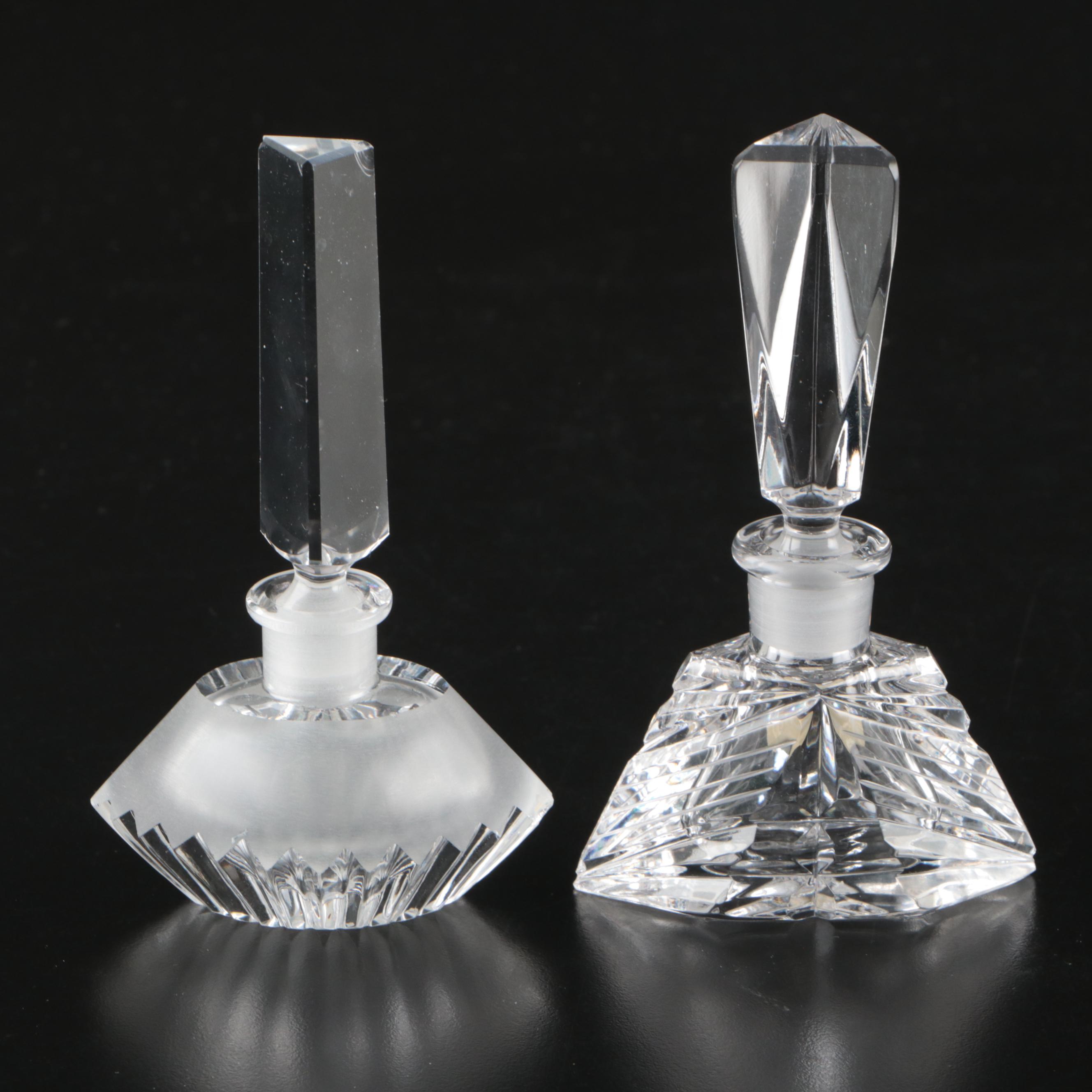 Czech Hand-Cut Crystal Perfume Bottles and Footed Bowl