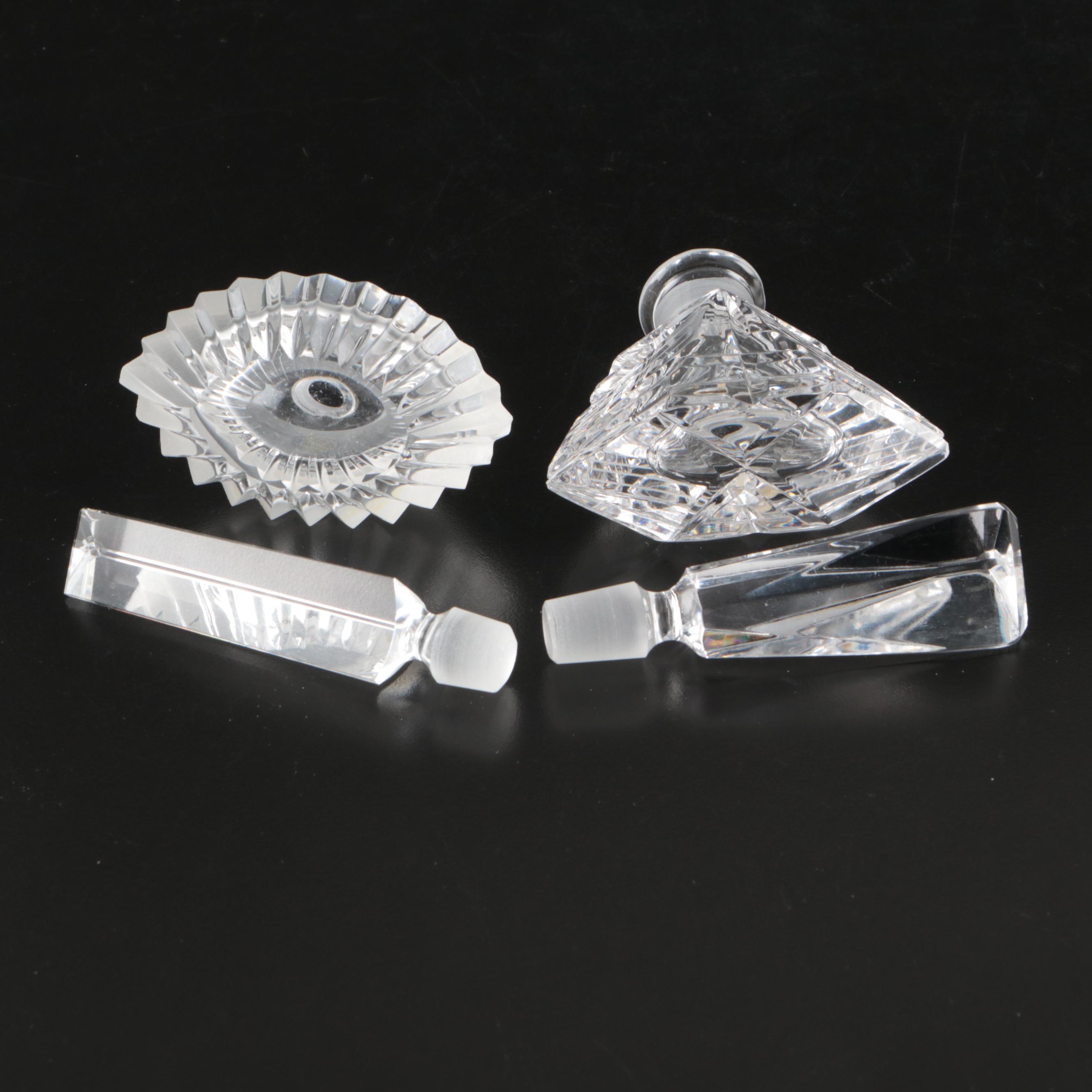 Czech Hand-Cut Crystal Perfume Bottles and Footed Bowl
