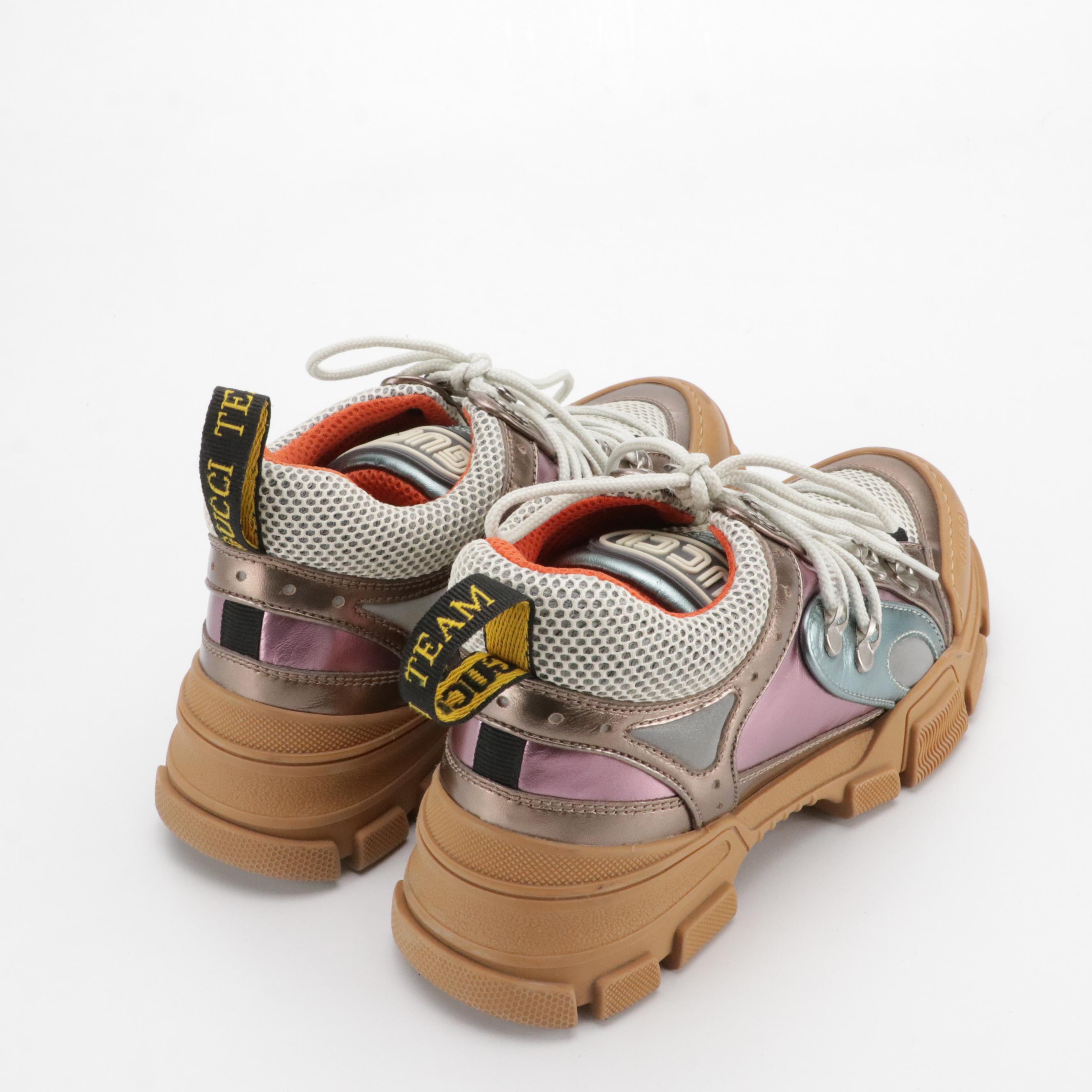 Gucci Flashtrek Sneakers in Multicolor Metallic Leather