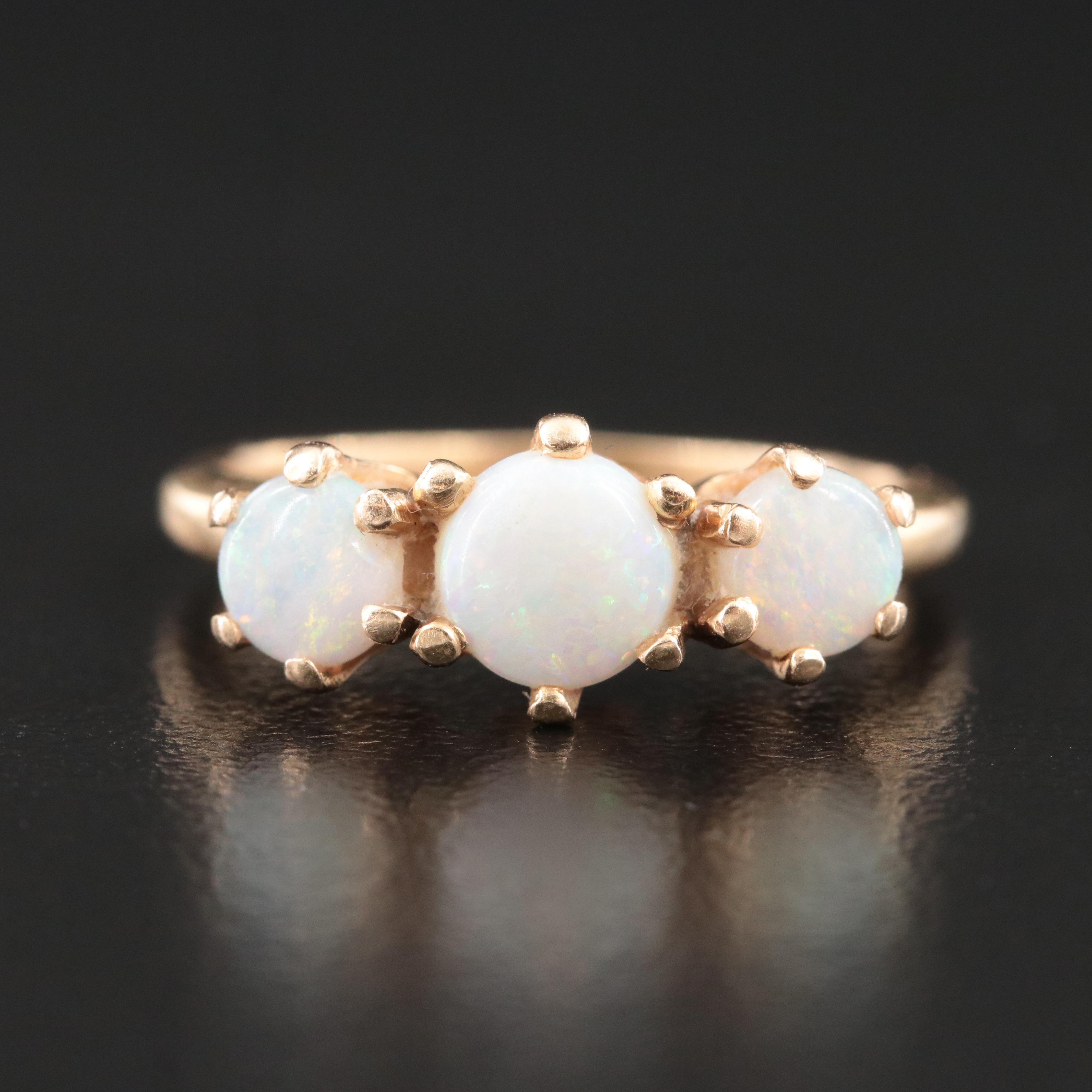 14K Opal Three Stone Ring