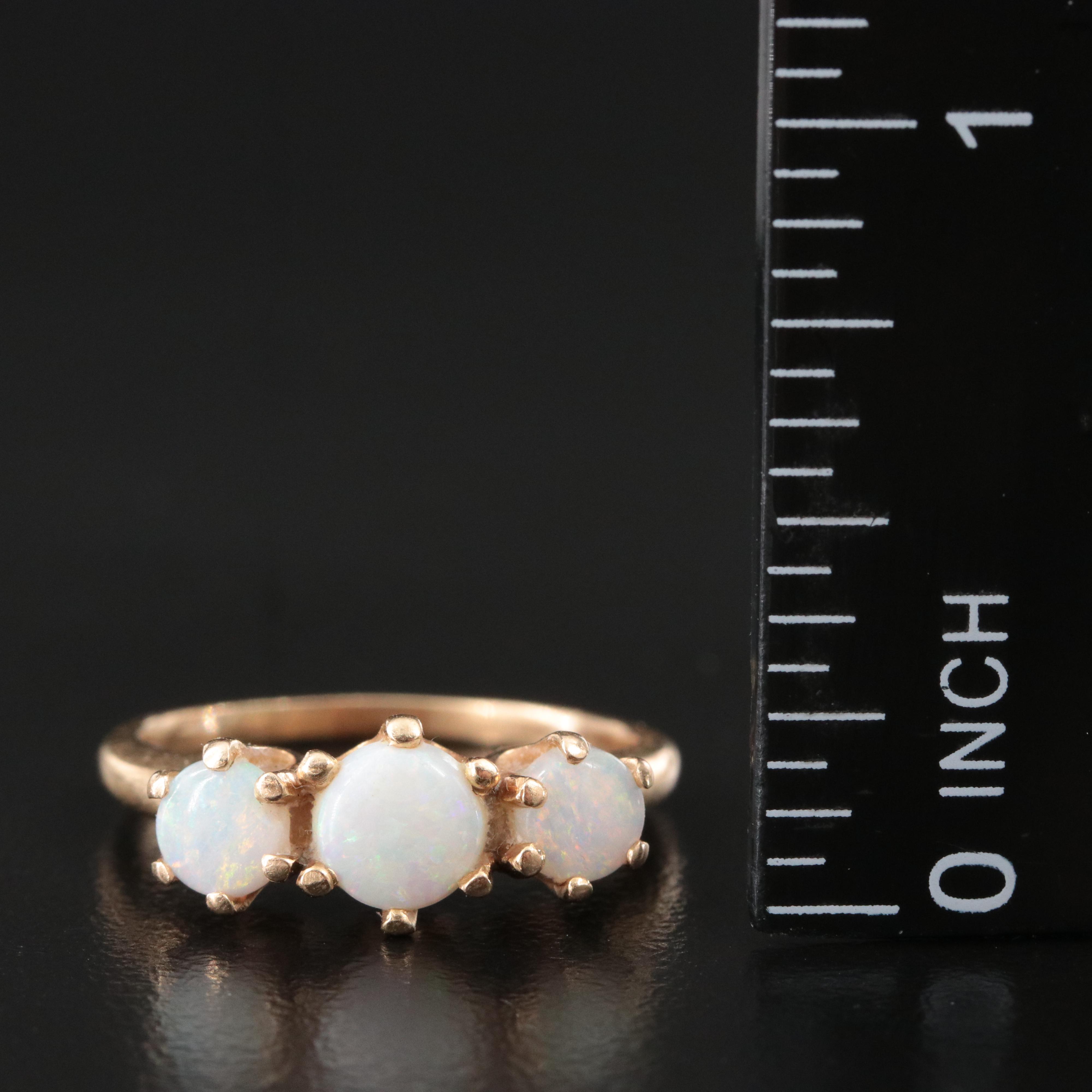 14K Opal Three Stone Ring