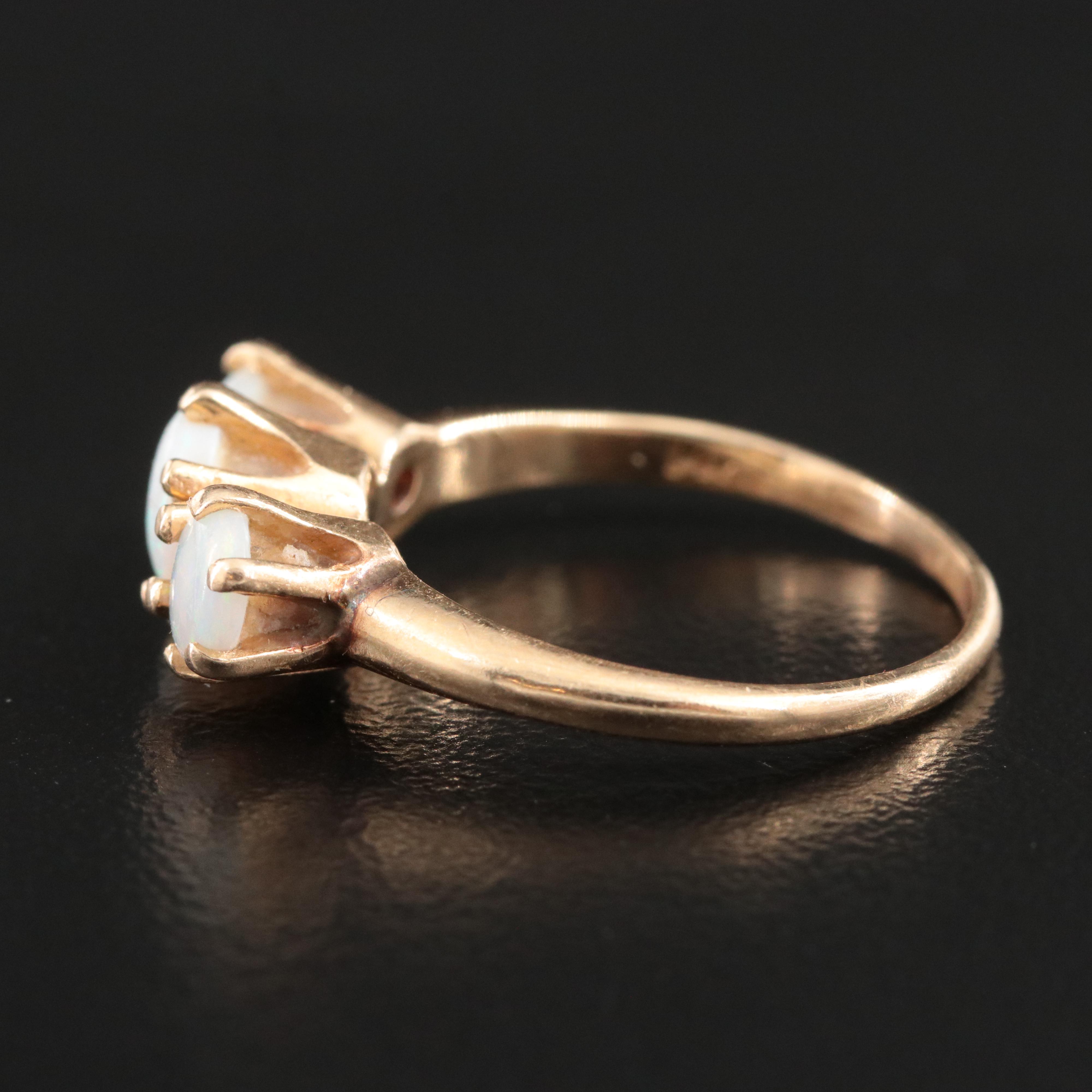 14K Opal Three Stone Ring