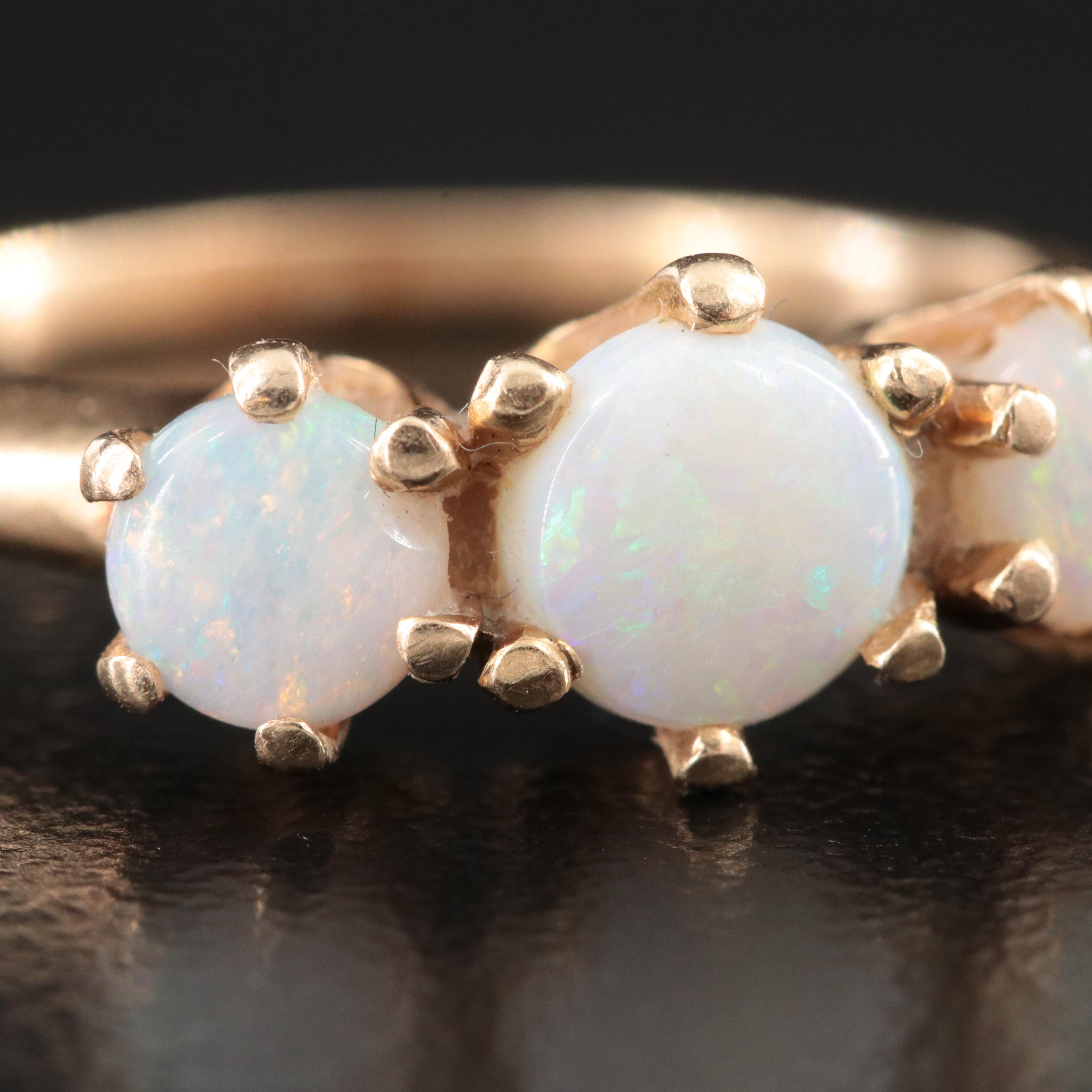 14K Opal Three Stone Ring
