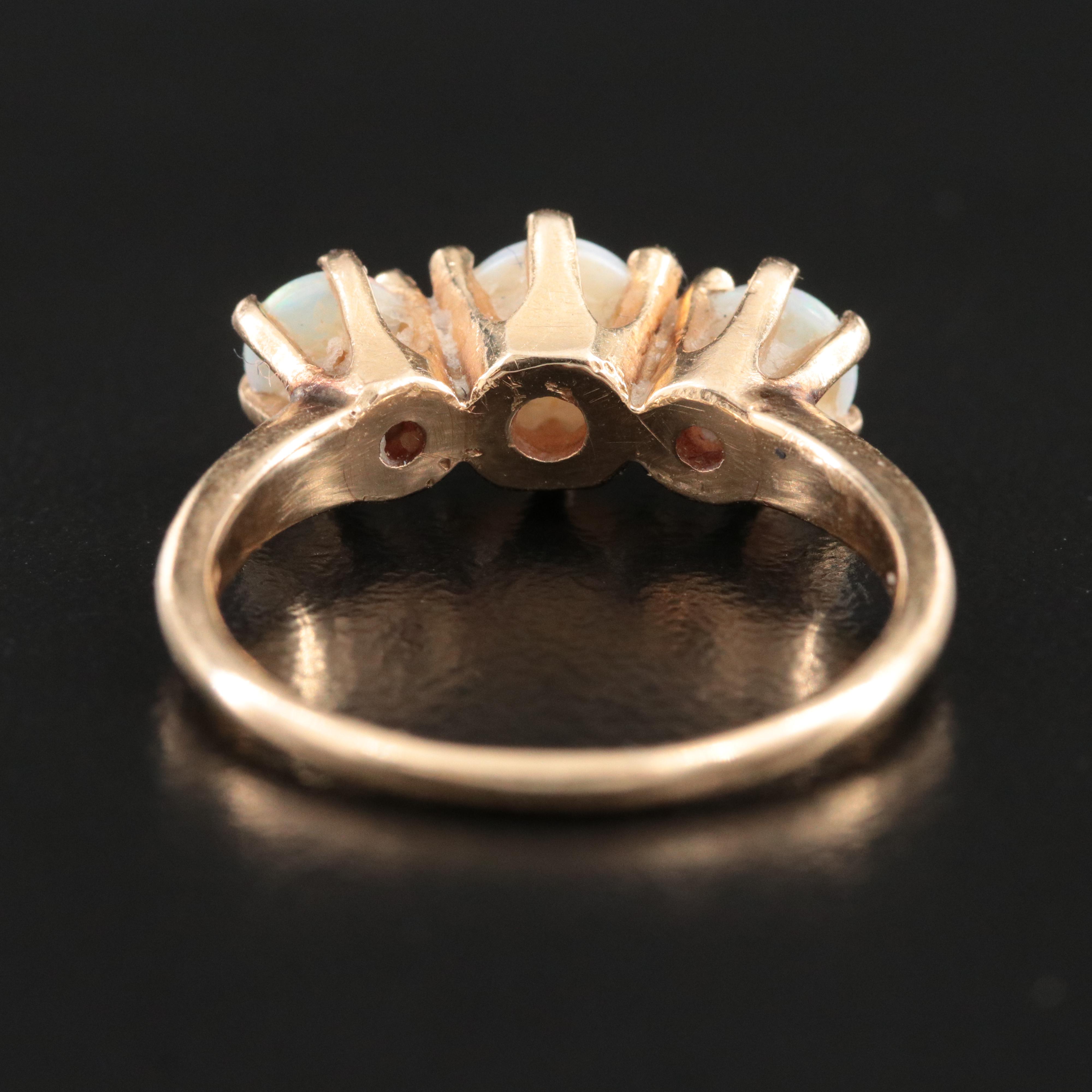 14K Opal Three Stone Ring