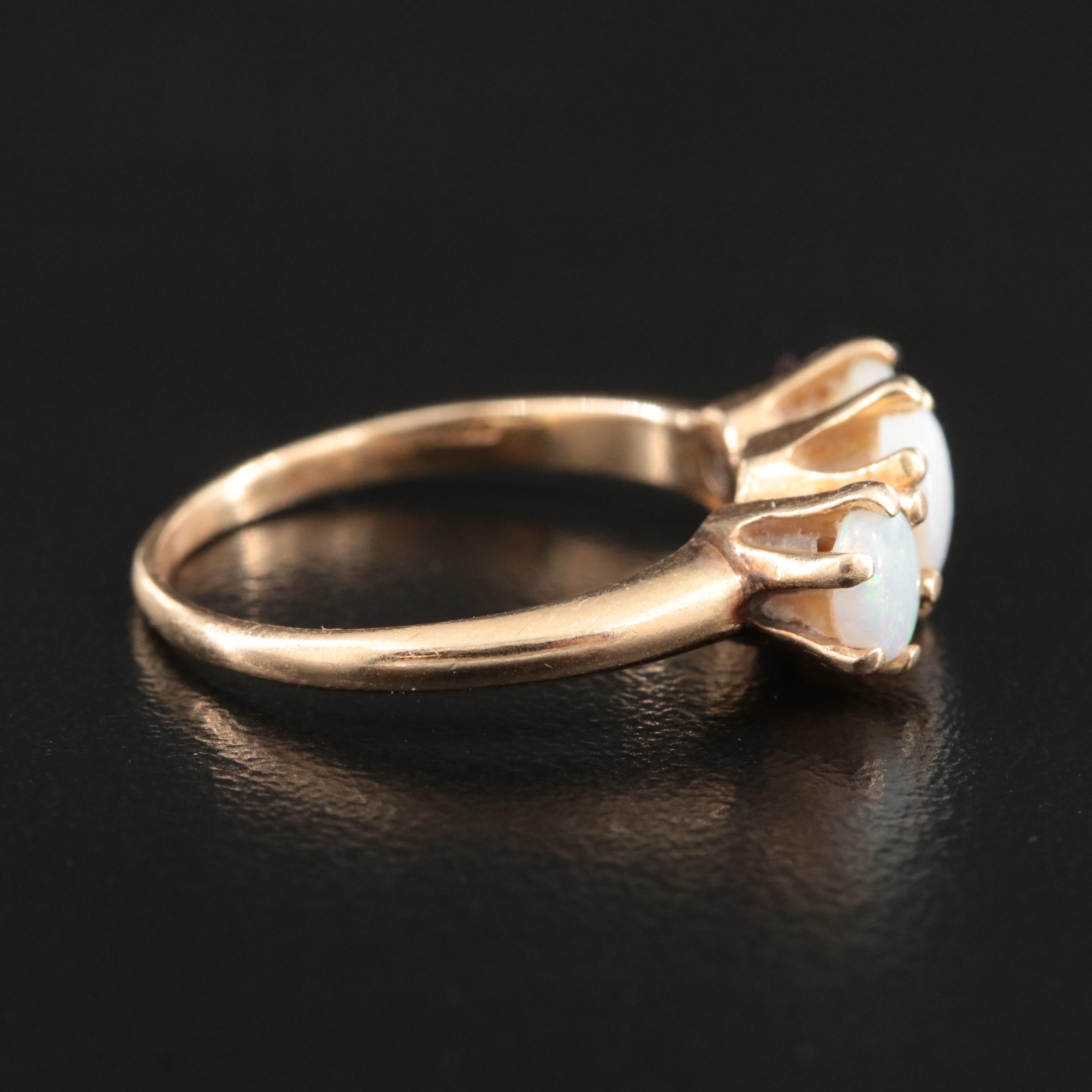 14K Opal Three Stone Ring